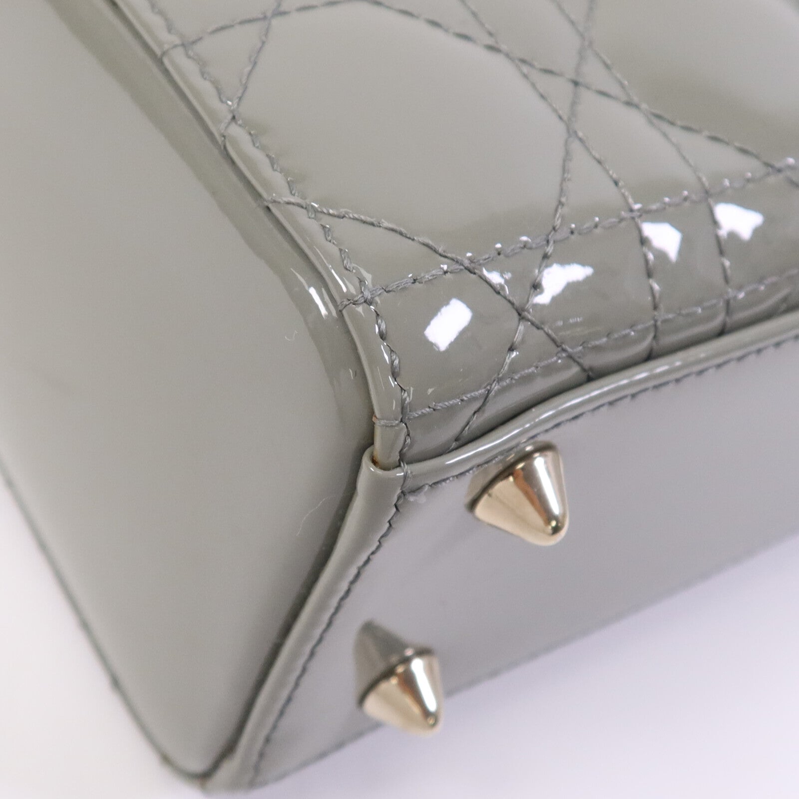 Dior 漆皮皮革Lady Dior Small金扣手挽肩背兩用袋