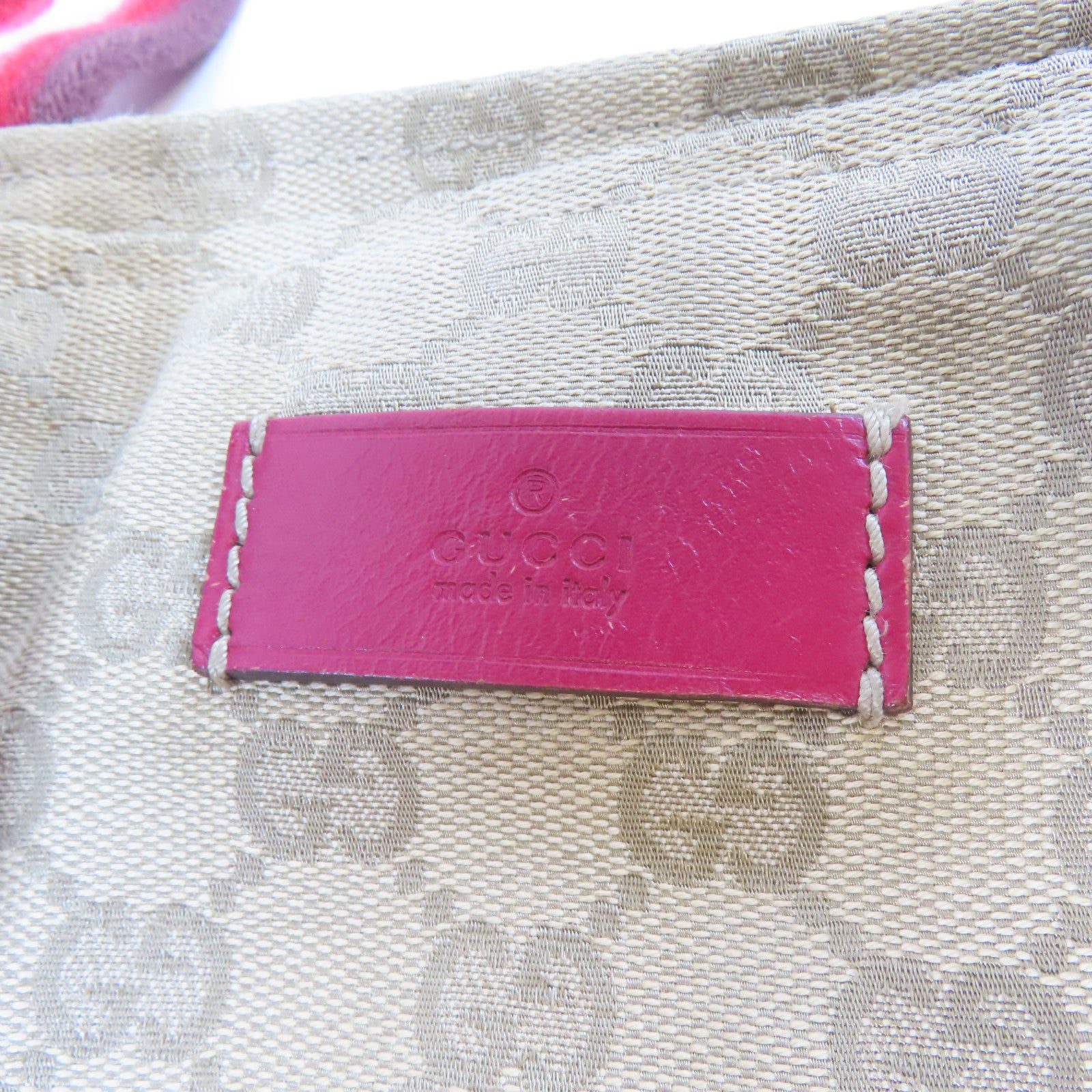 GUCCI 【激減優惠】帆布Totebag銀扣手挽袋啡色/紅色