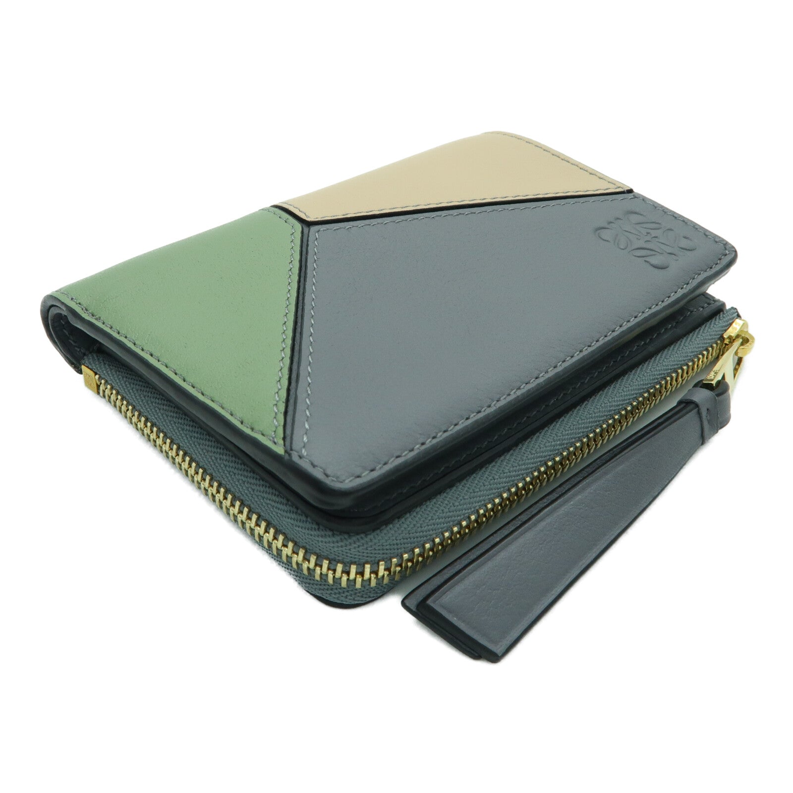 LOEWE 牛皮皮革Puzzle Slim金扣錢包