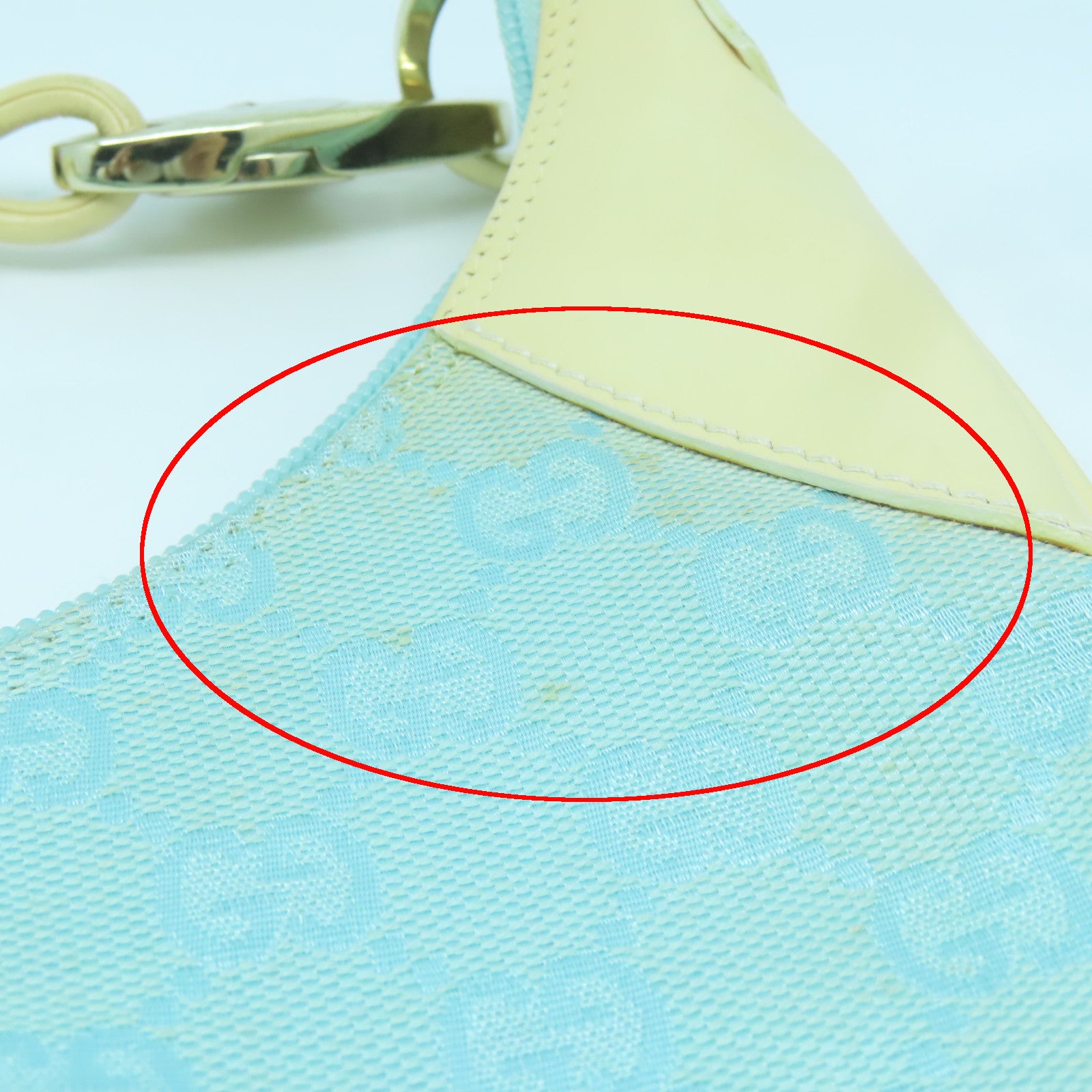 GUCCI 【激減優惠】帆布Shoulder Bag金扣手挽袋綠松石色