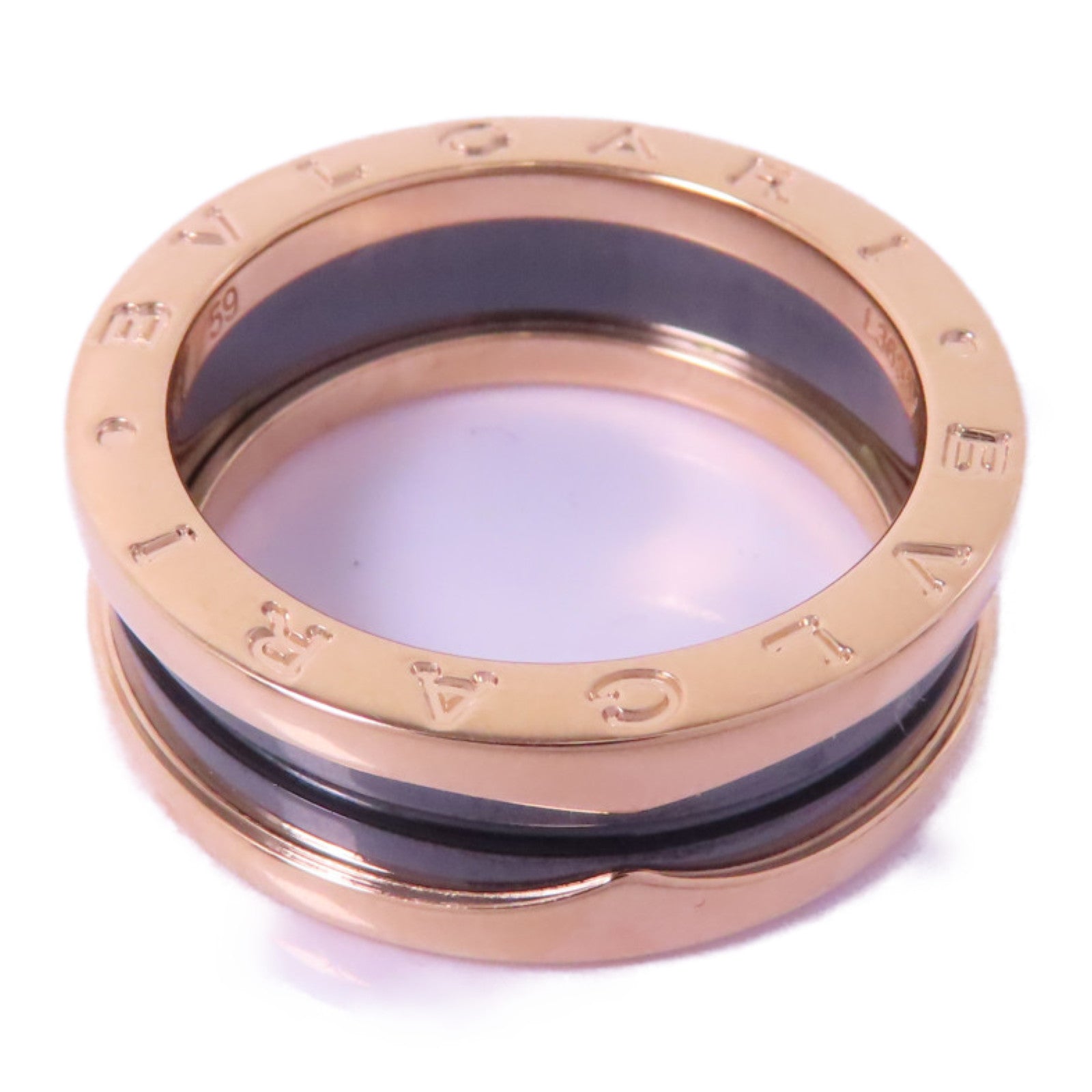 BVLGARI 18K玫瑰金/陶瓷B-zero1 Two Band Ring戒指US#8.25