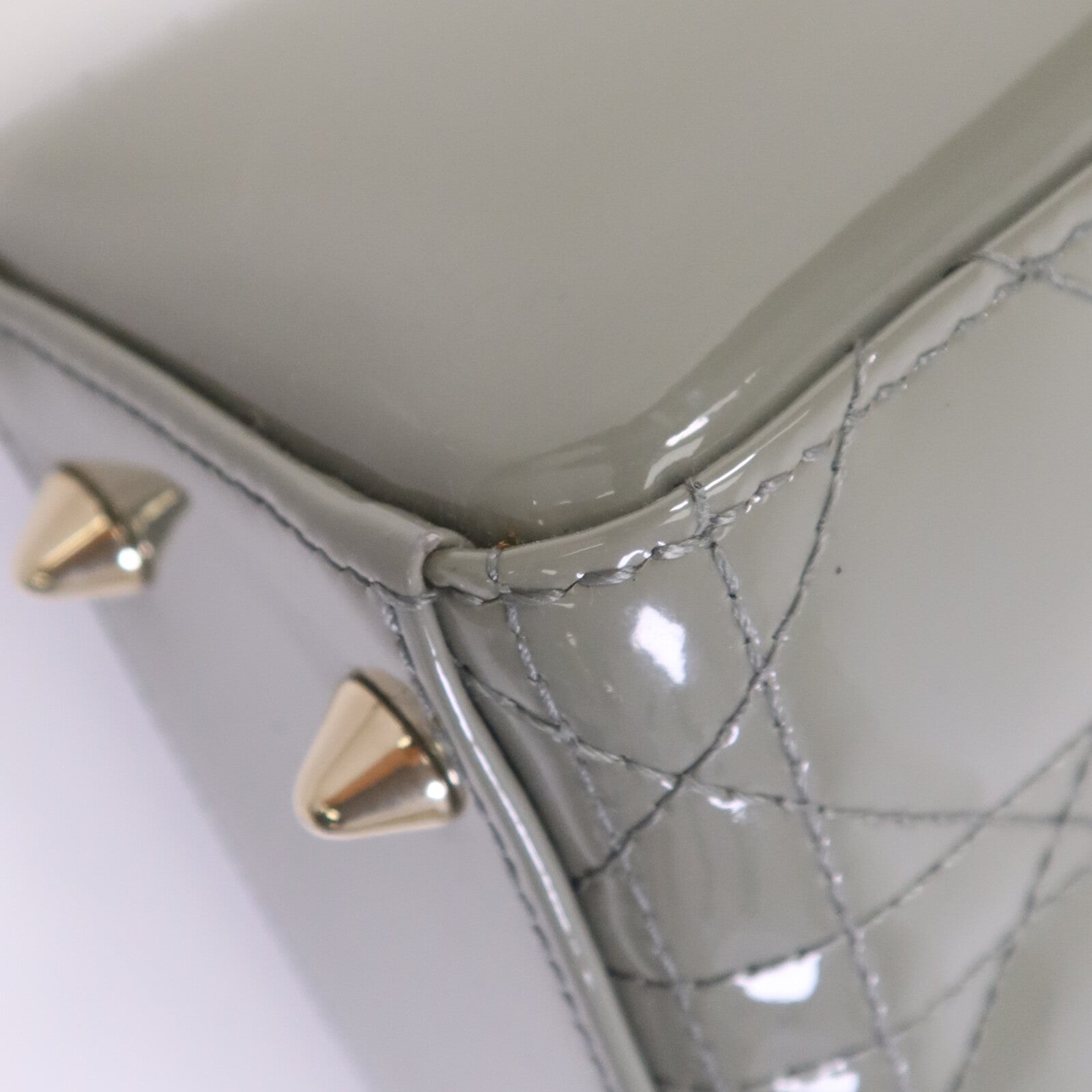 Dior 漆皮皮革Lady Dior Small金扣手挽肩背兩用袋