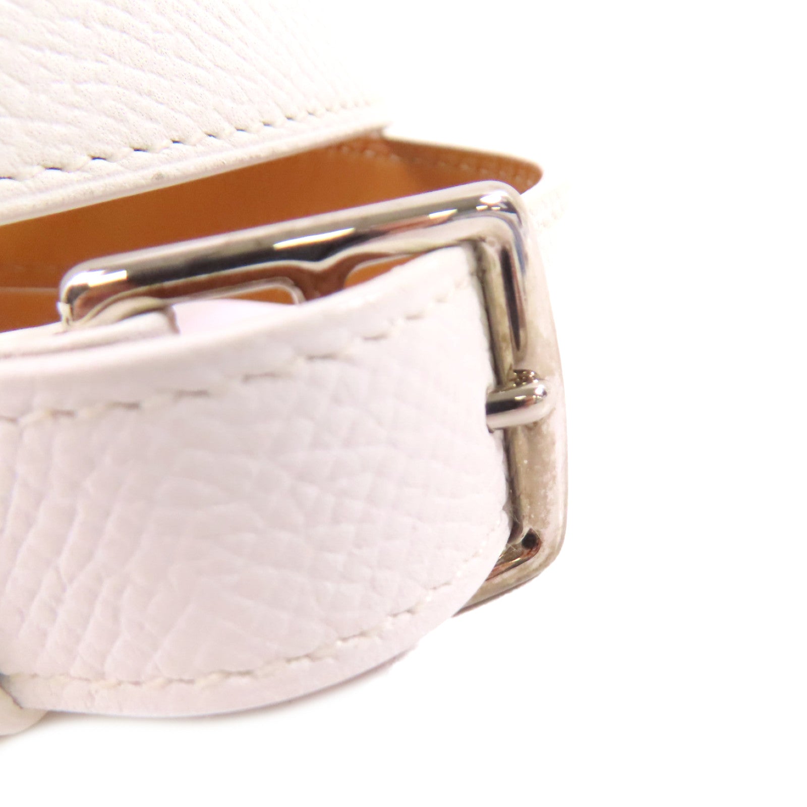 HERMES 【激減優惠】Evercolor皮革Etriviere Bracelet銀扣手鏈白色