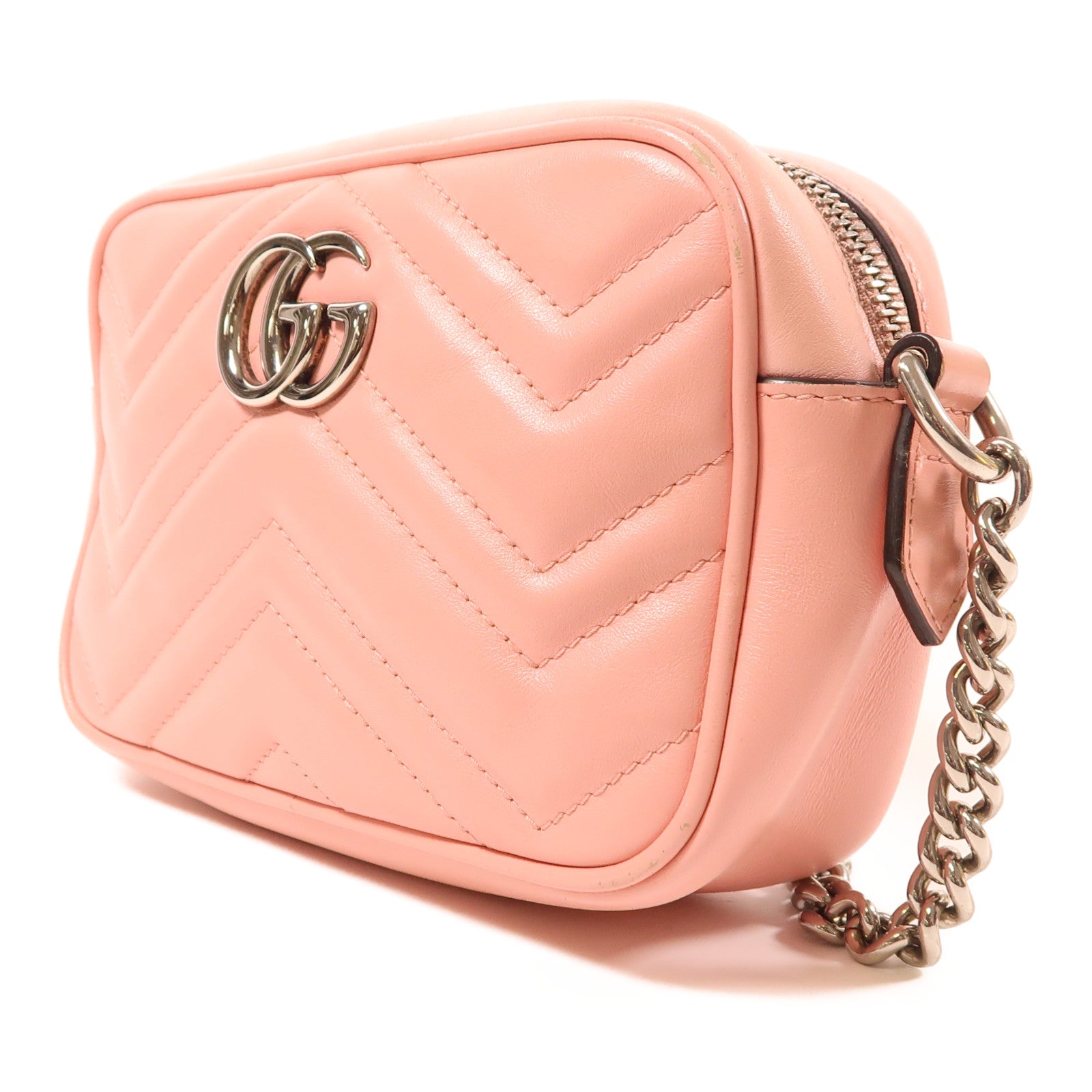 GUCCI 牛皮皮革GG Marmont銀扣肩背袋