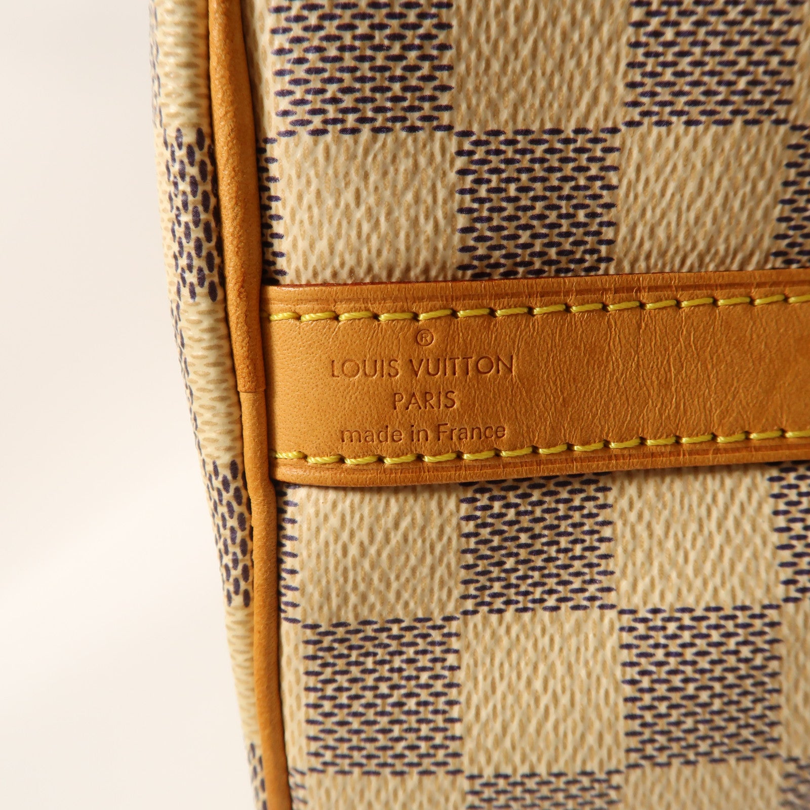 LOUIS VUITTON Damier Azur Speedy Bandoulière 25金扣手挽肩背兩用袋白色