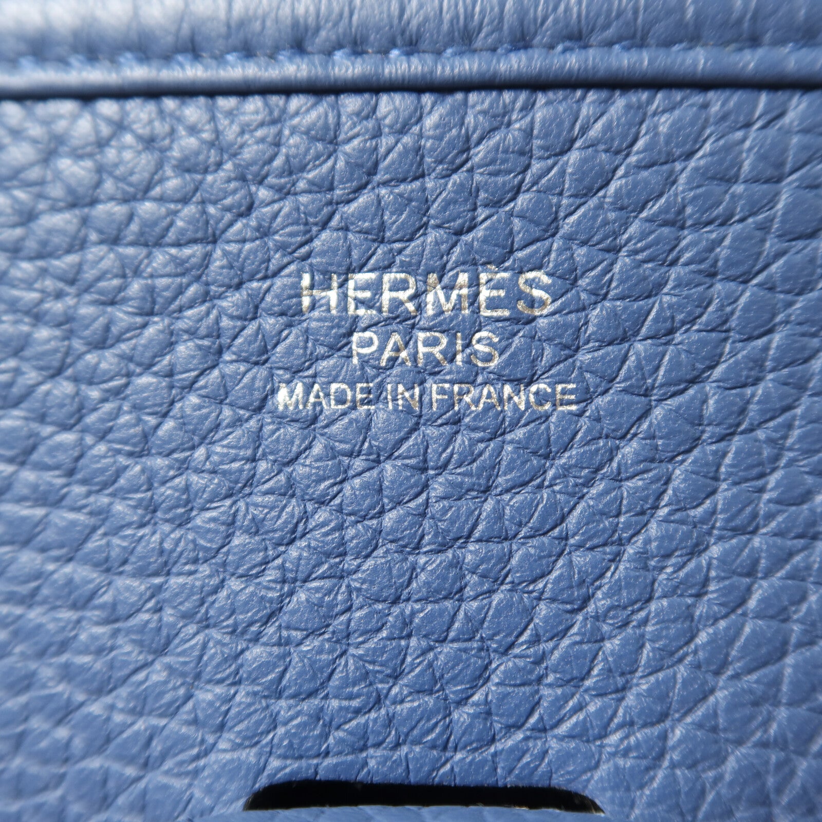 HERMES Clemence皮革Evelyne PM銀扣肩背袋Bleu Agate