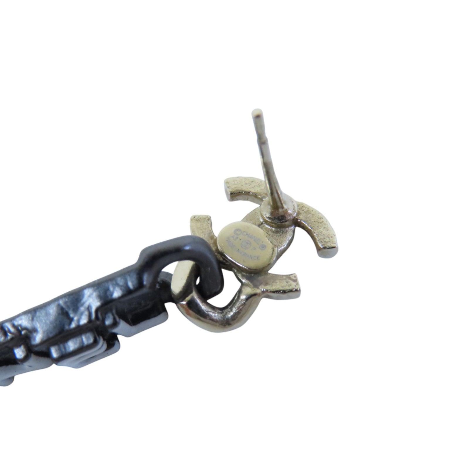 CHANEL 金屬/PVC Earrings金扣耳環