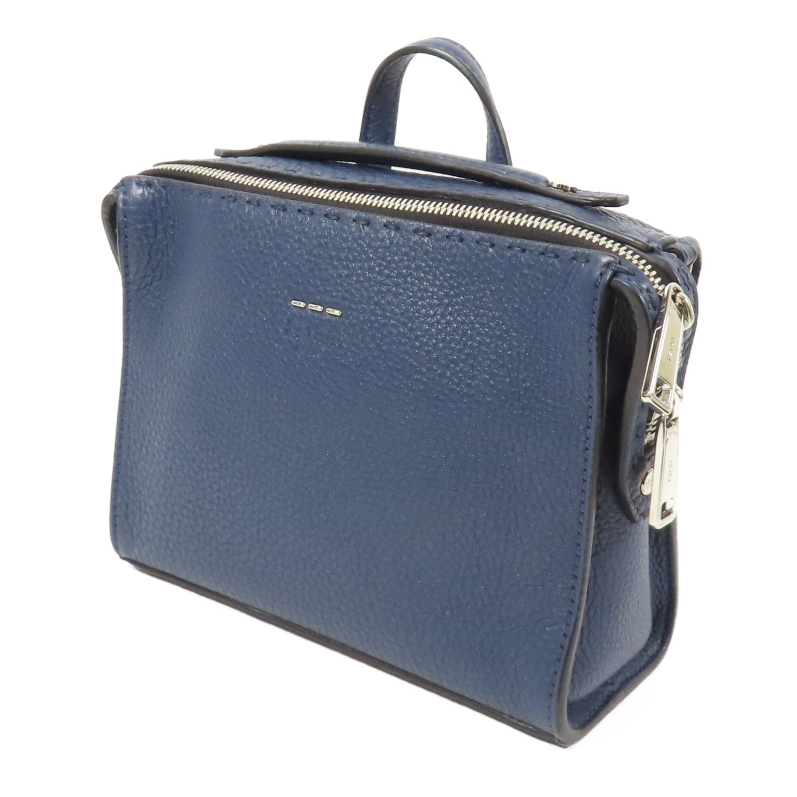 FENDI 牛皮皮革Shoulder Bag銀扣手挽肩背兩用袋