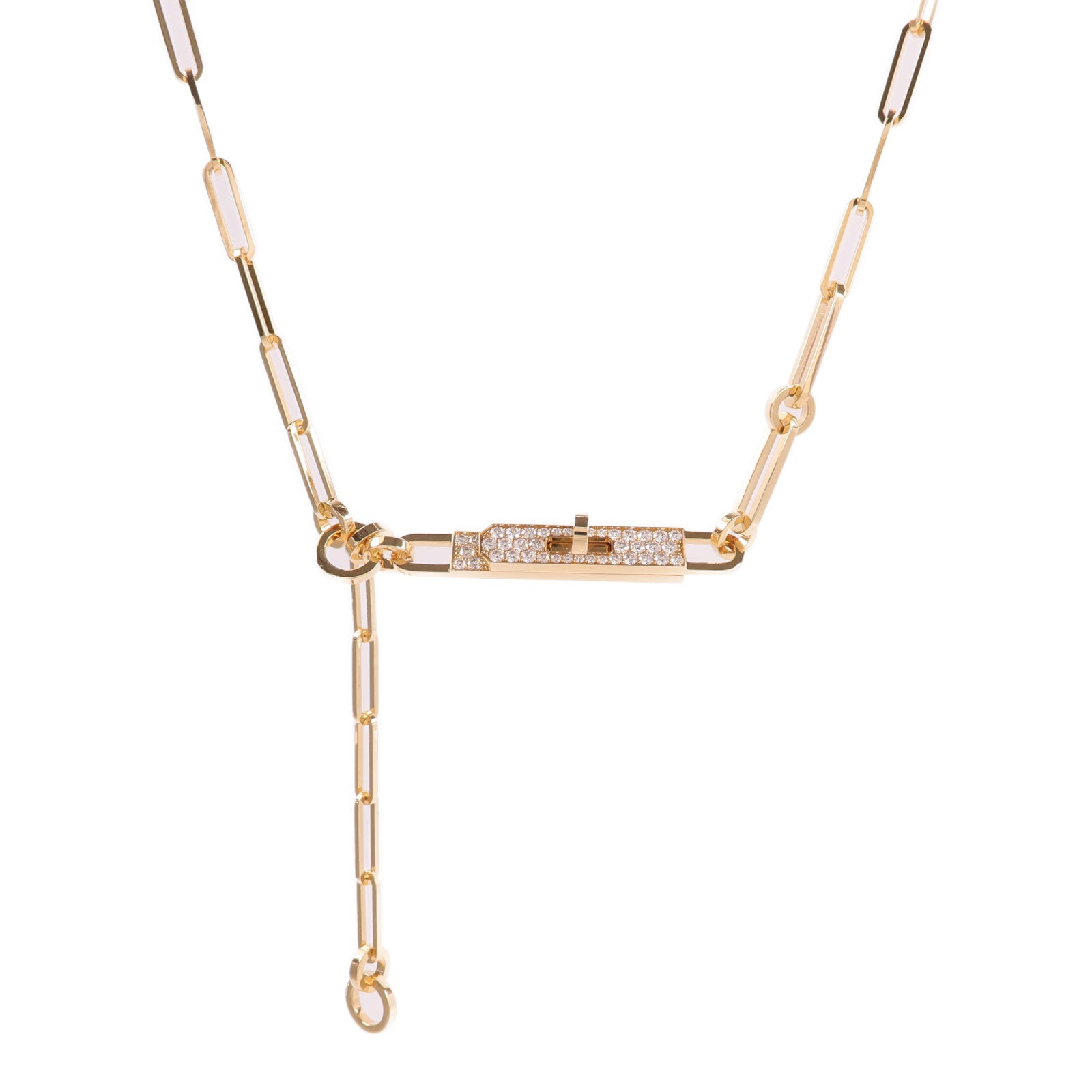 HERMES 18K玫瑰金Kelly Chaine Necklace鑽石項鍊