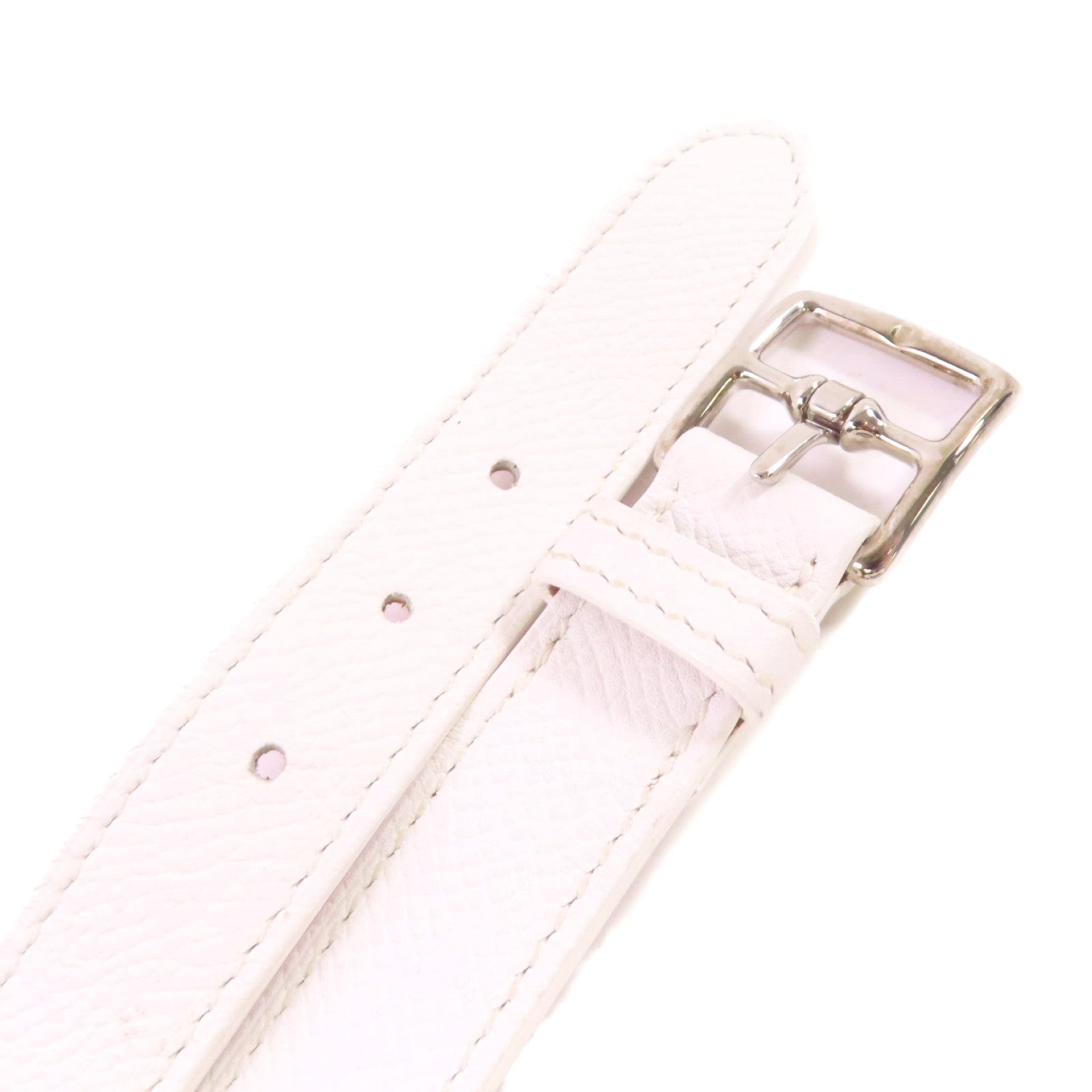 HERMES 【激減優惠】Evercolor皮革Etriviere Bracelet銀扣手鏈白色