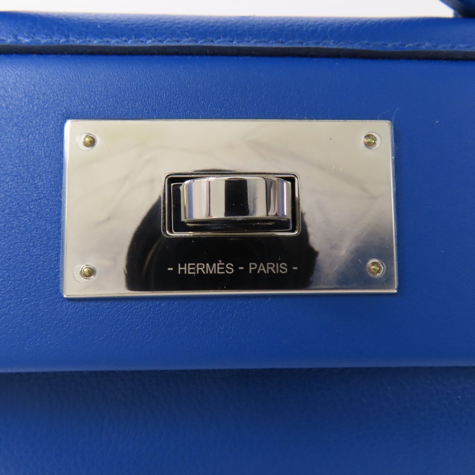 HERMES PHW 24/24 Mini Shoulder Bag Evercolor Leather Bleu France