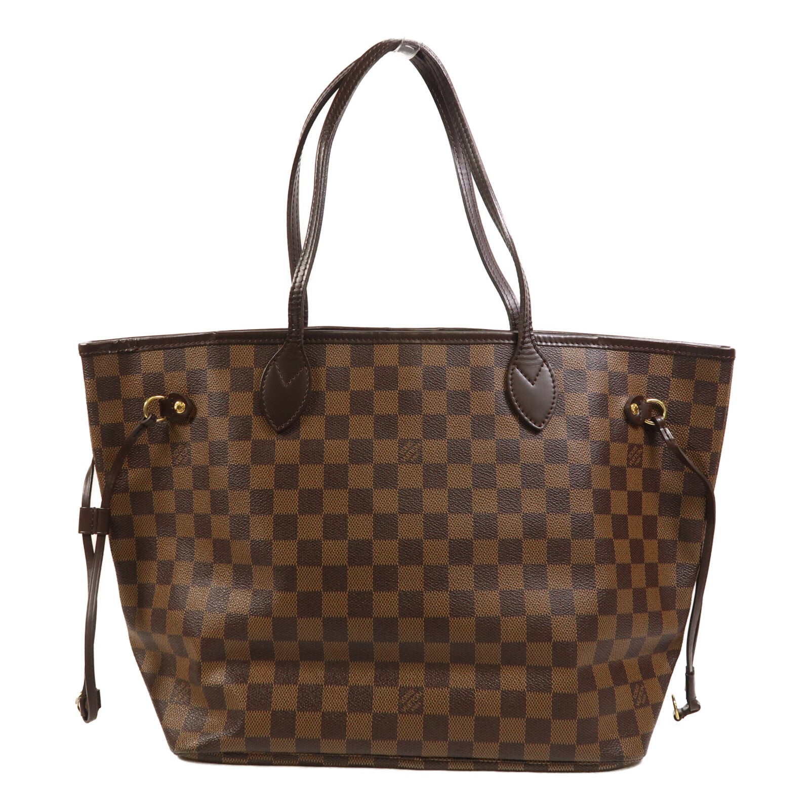 LOUIS VUITTON Damier Neverfull MM金扣肩背袋/手挽袋