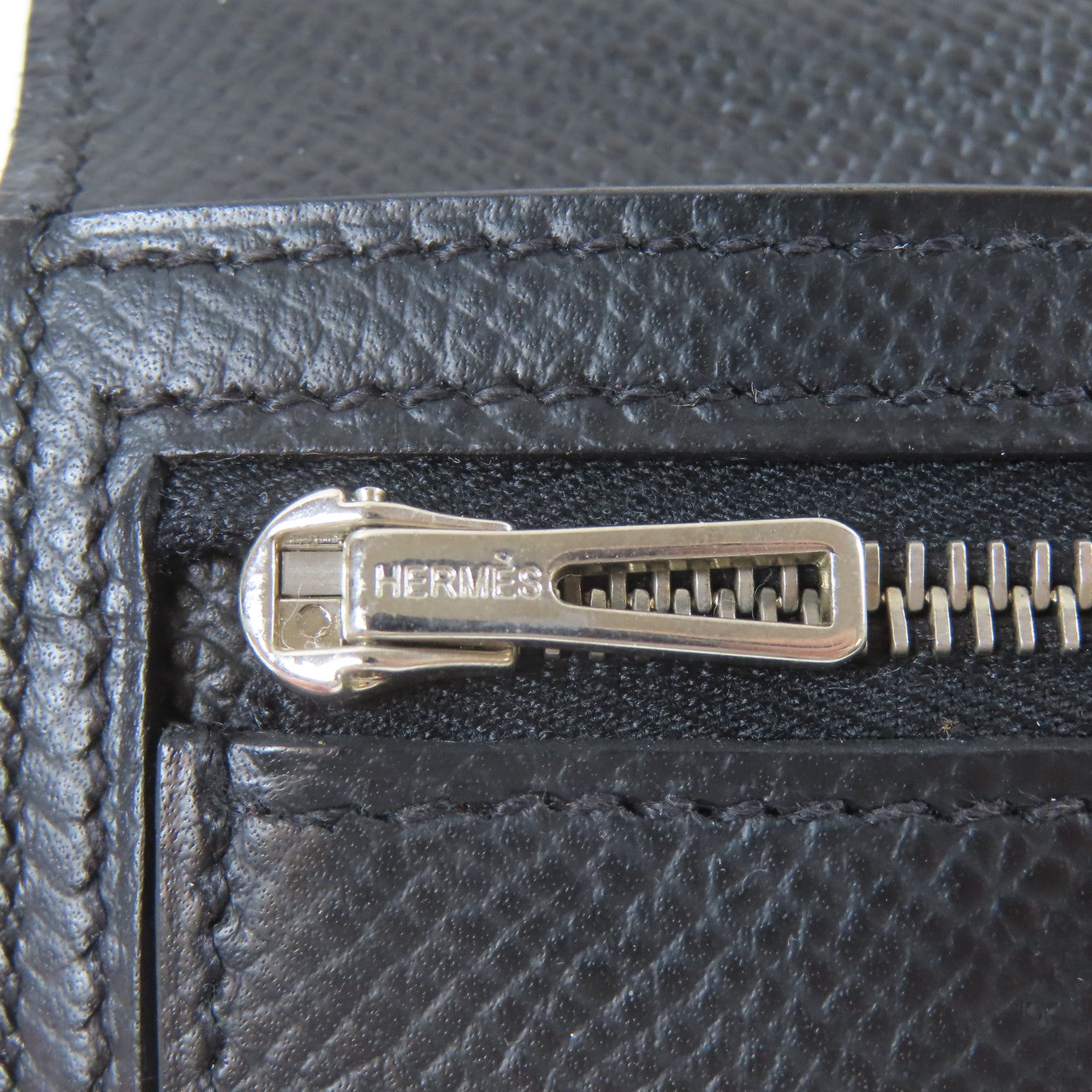 HERMES 【激減優惠】Epsom皮革Bearn Long Wallet銀扣長錢包黑色
