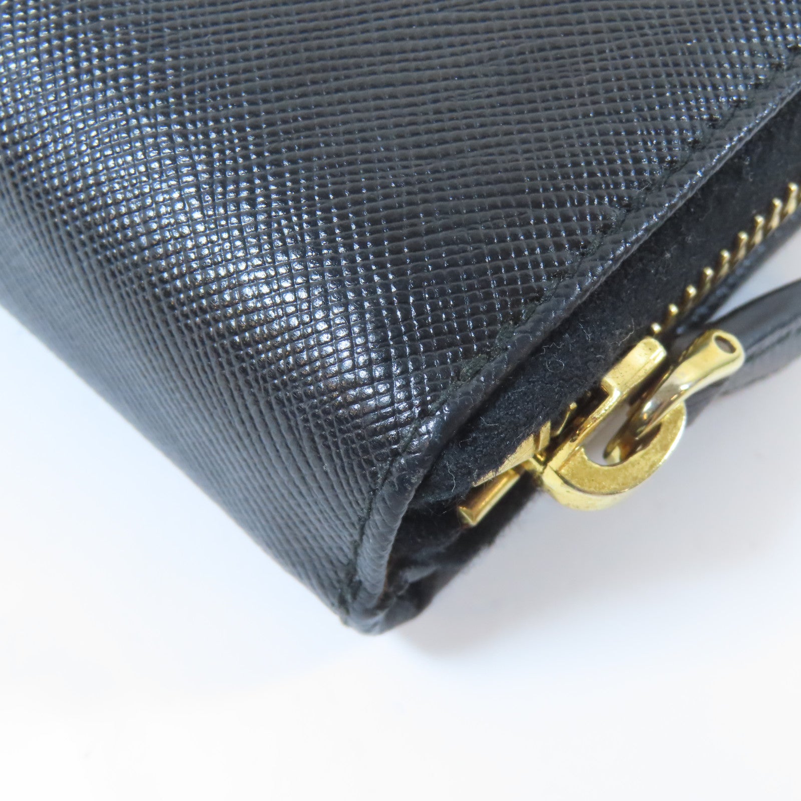 PRADA Saffiano皮革Long Wallet金扣長錢包黑色