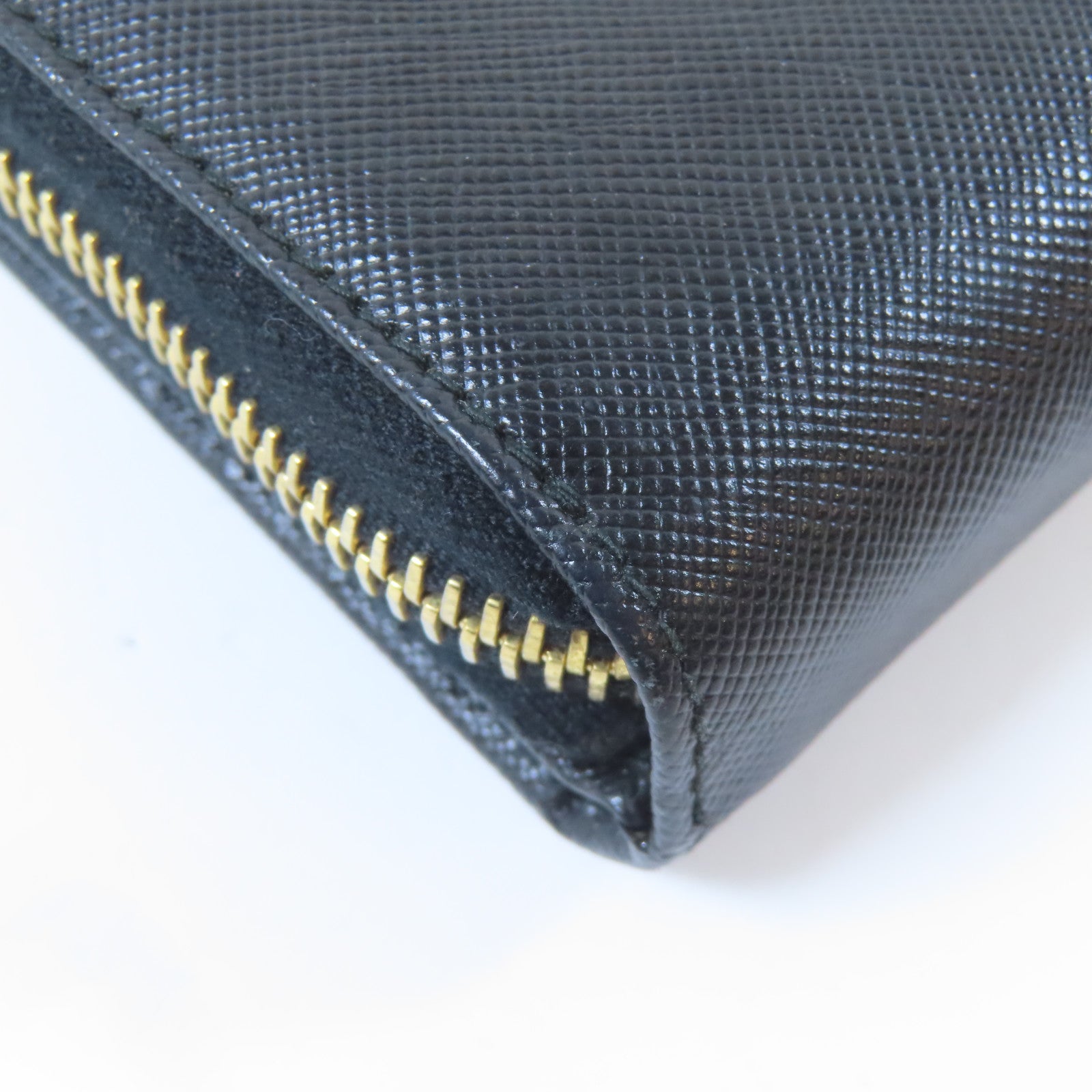 PRADA Saffiano皮革Long Wallet金扣長錢包黑色