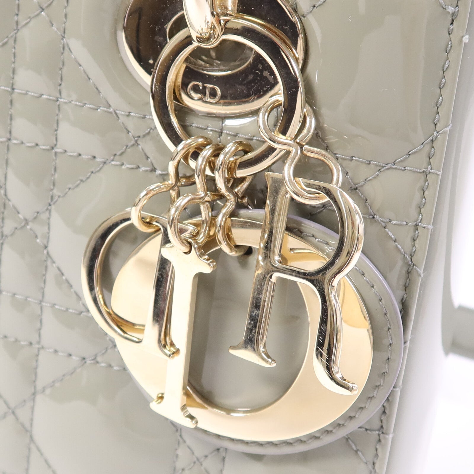 Dior 漆皮皮革Lady Dior Small金扣手挽肩背兩用袋