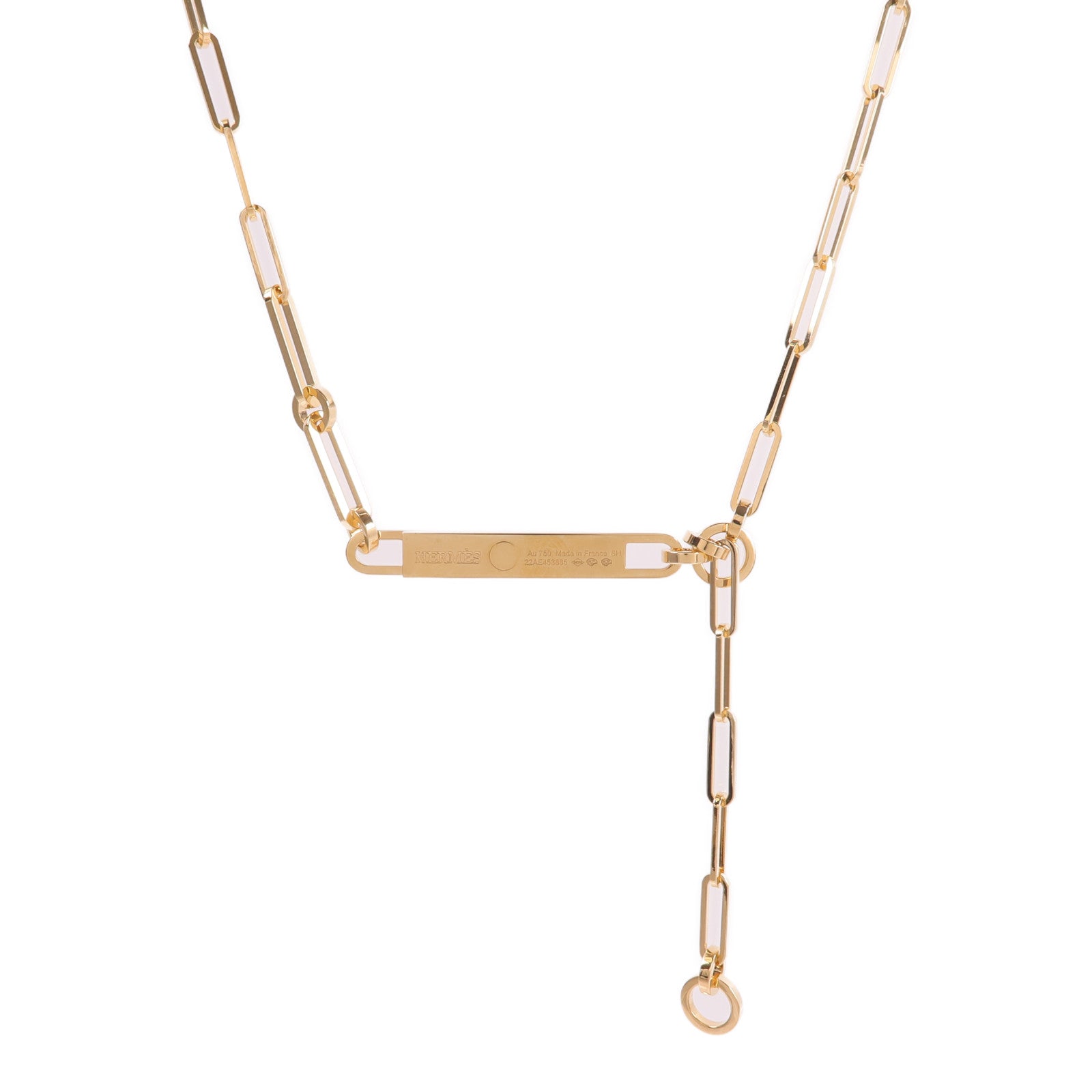 HERMES 18K玫瑰金Kelly Chaine Necklace鑽石項鍊
