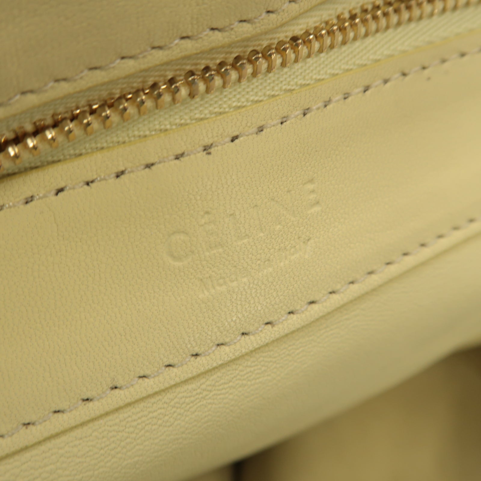 CELINE 【激減優惠】牛皮皮革Tote Bag金扣手挽袋淺黃色/黑色
