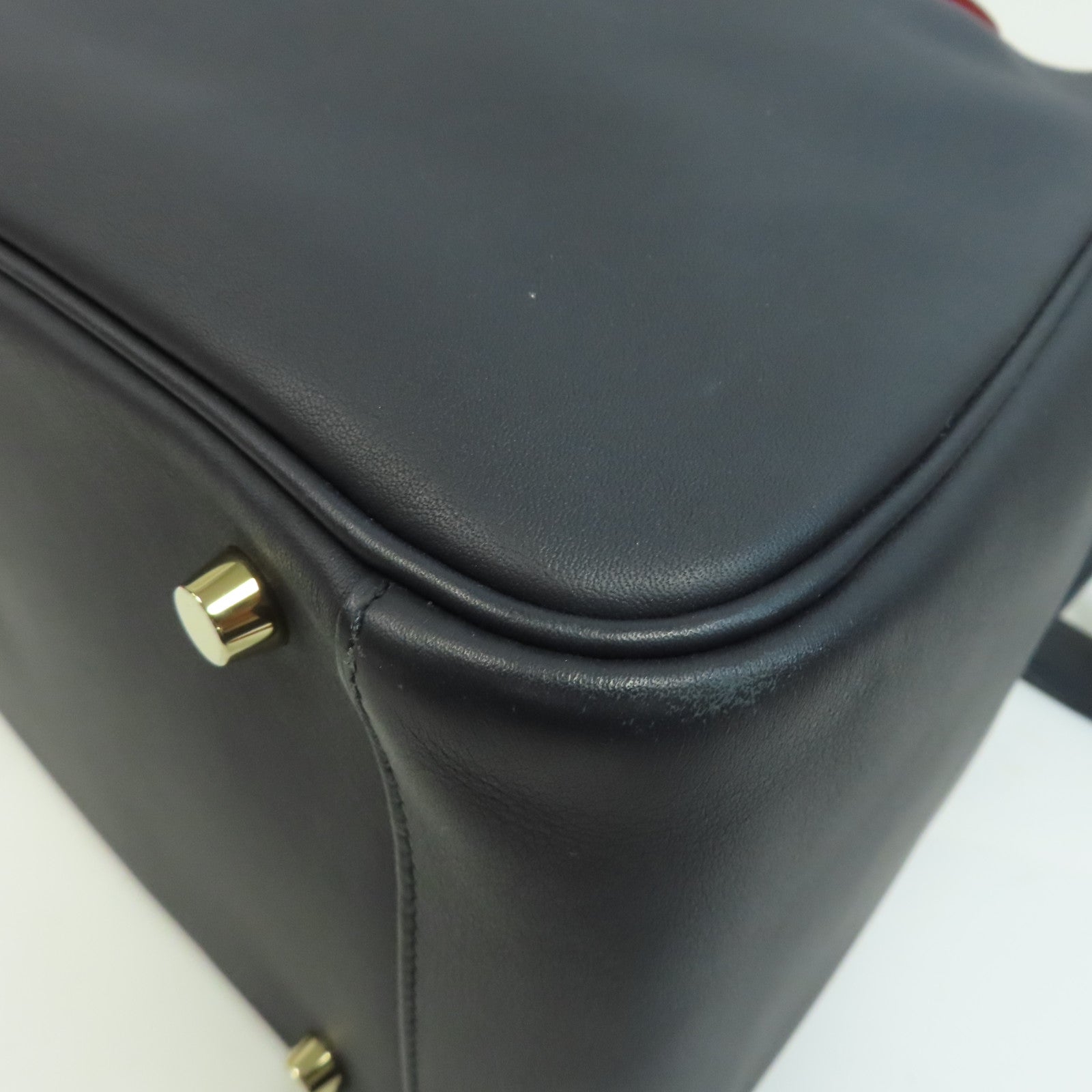 HERMES Swift皮革Lindy 30金扣手挽肩背兩用袋深藍色