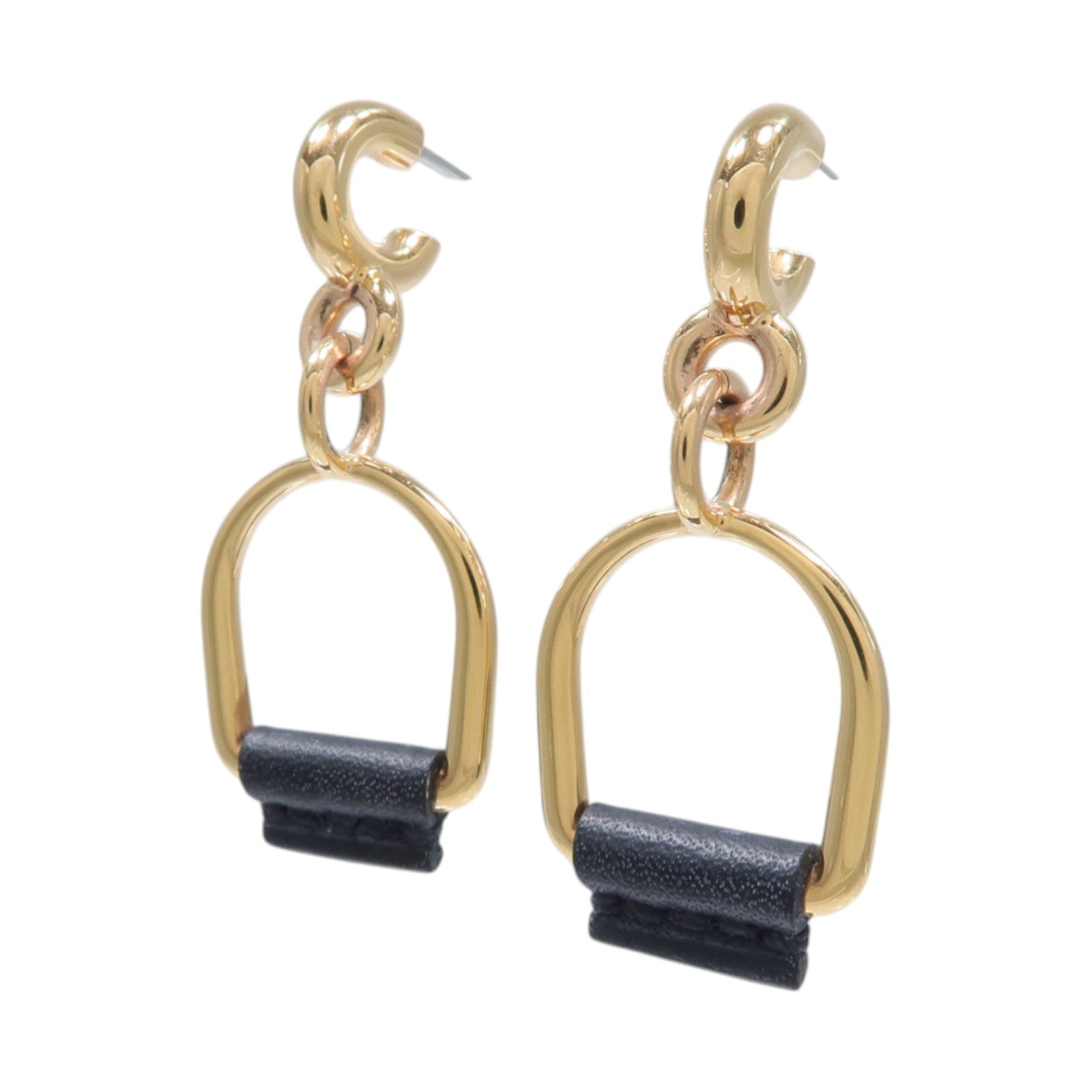 HERMES Swift皮革/金屬Heritage Equestre Etrier Earrings耳環