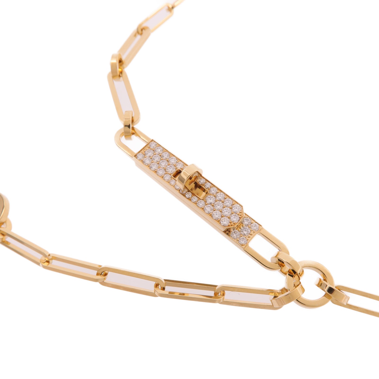 HERMES 18K玫瑰金Kelly Chaine Necklace鑽石項鍊