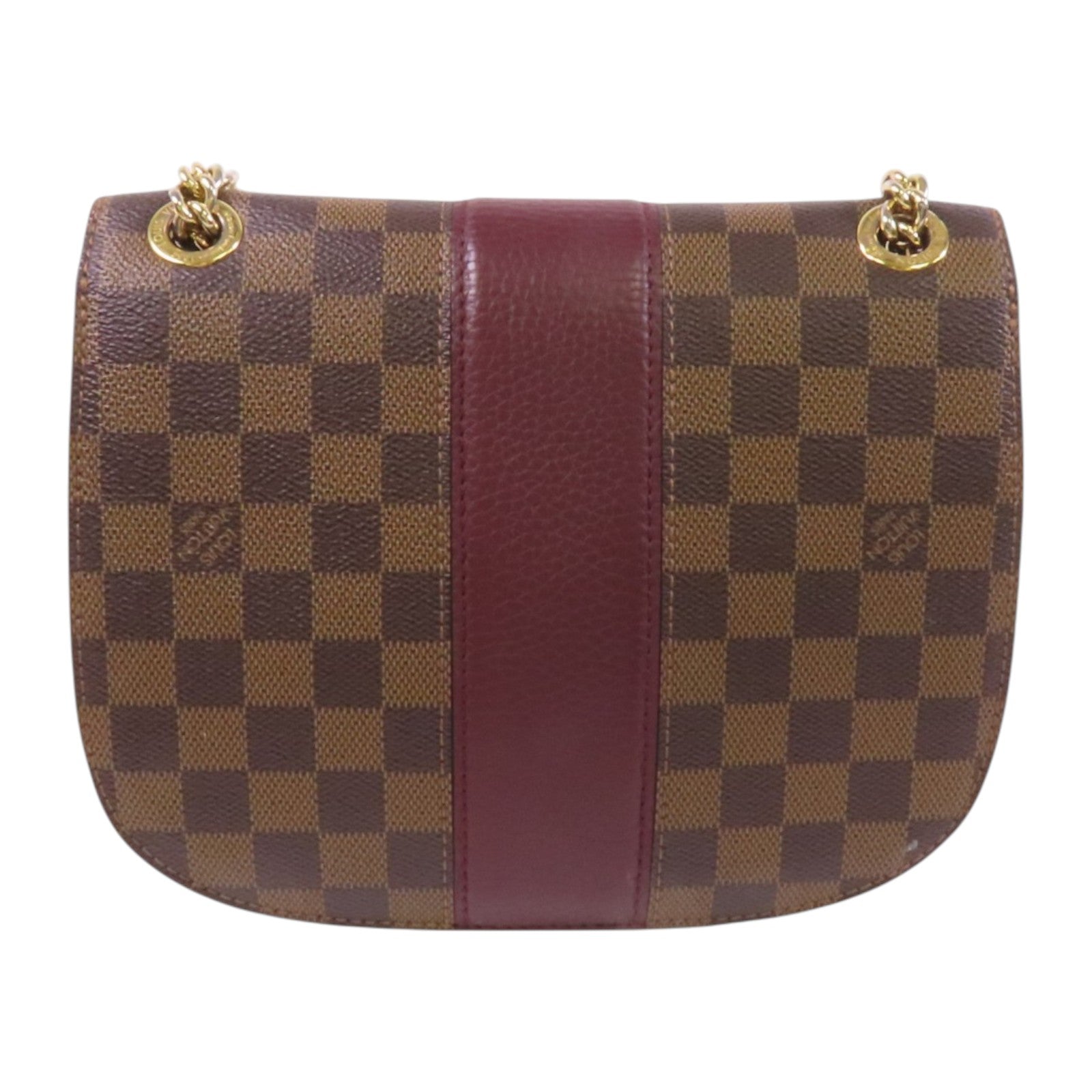 LOUIS VUITTON Damier Ebene Wight金扣鏈帶肩背袋