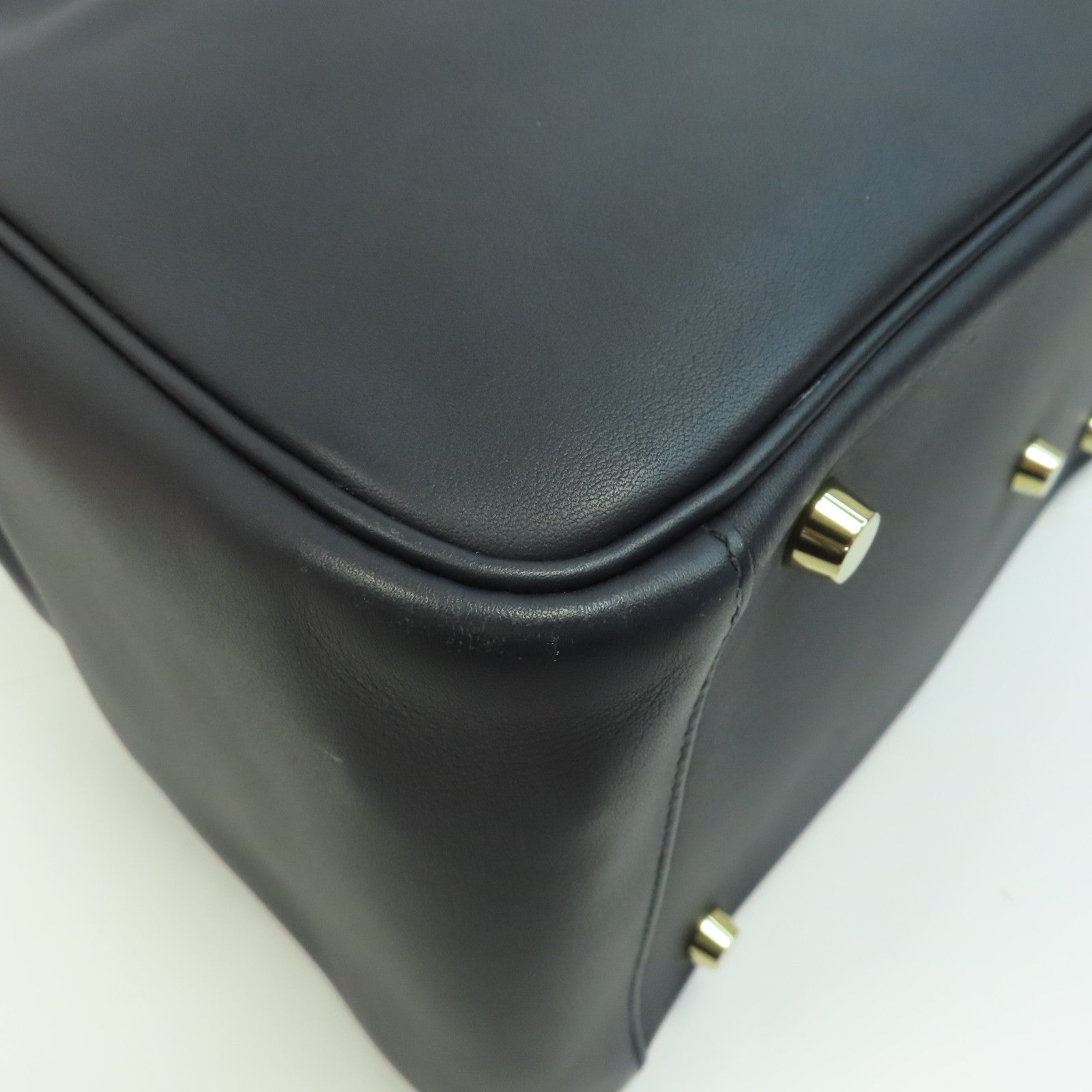 HERMES Swift皮革Lindy 30金扣手挽肩背兩用袋深藍色