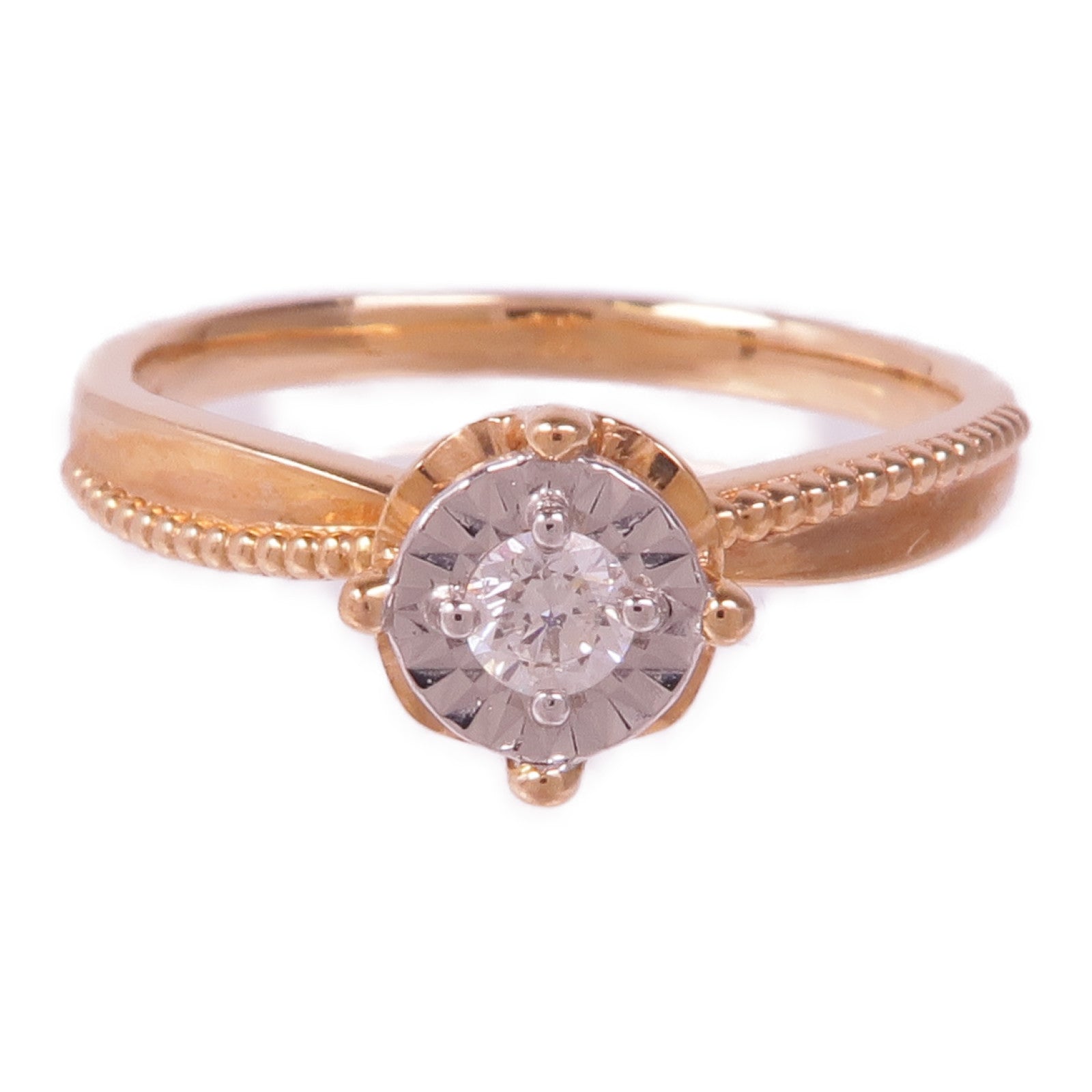 JEWELRY 18K玫瑰金/白金Diamond Ring鑽石戒指US#7.25