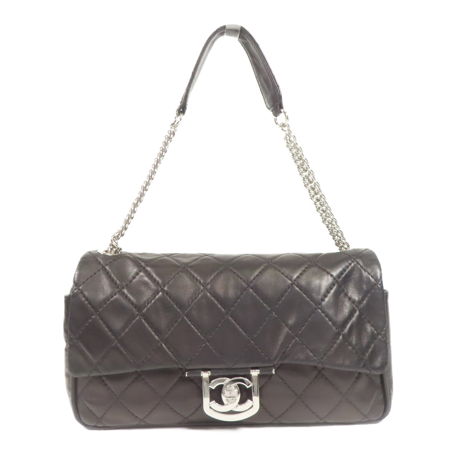 CHANEL 羊皮皮革Shoulder Bag銀扣鏈帶肩背袋