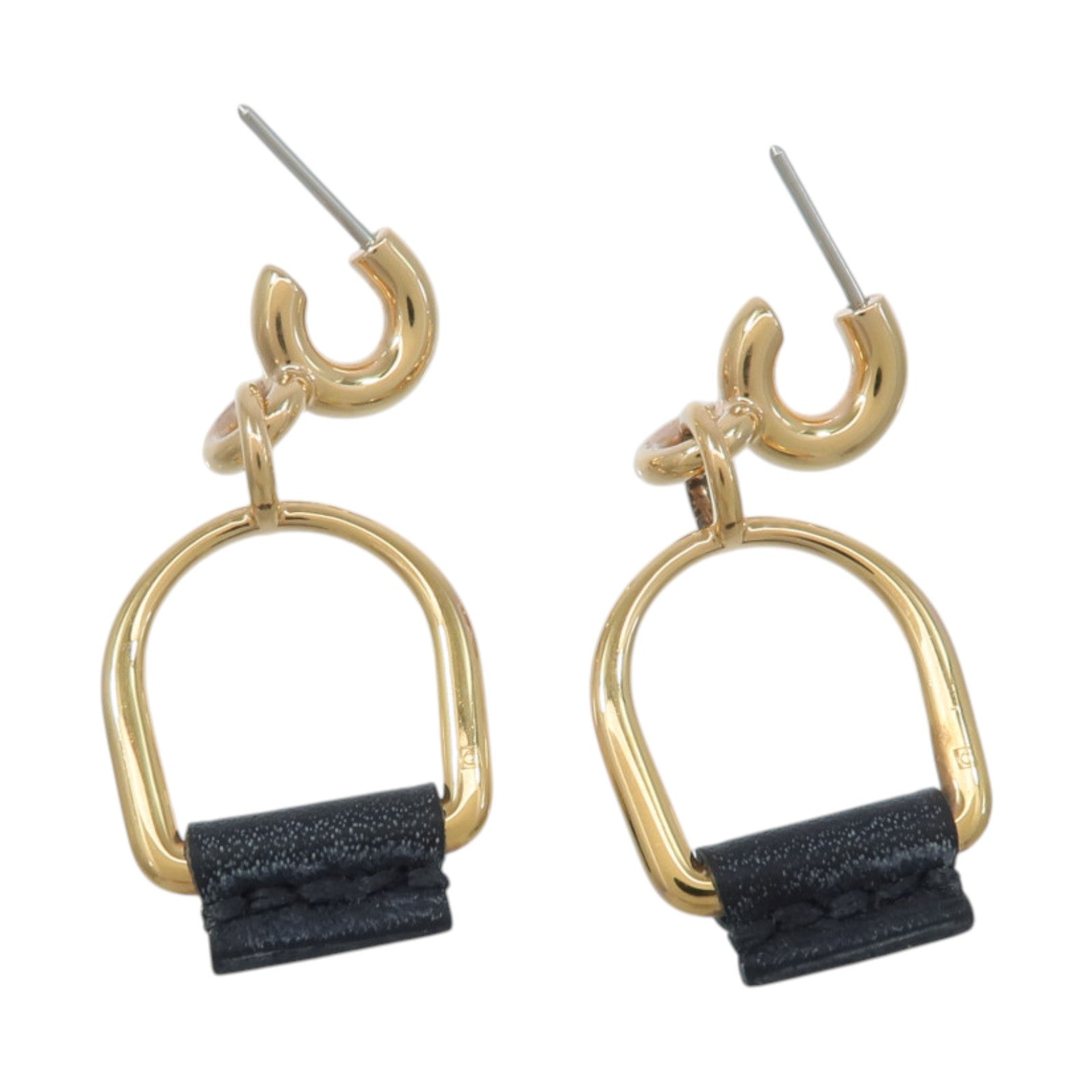 HERMES Swift皮革/金屬Heritage Equestre Etrier Earrings耳環