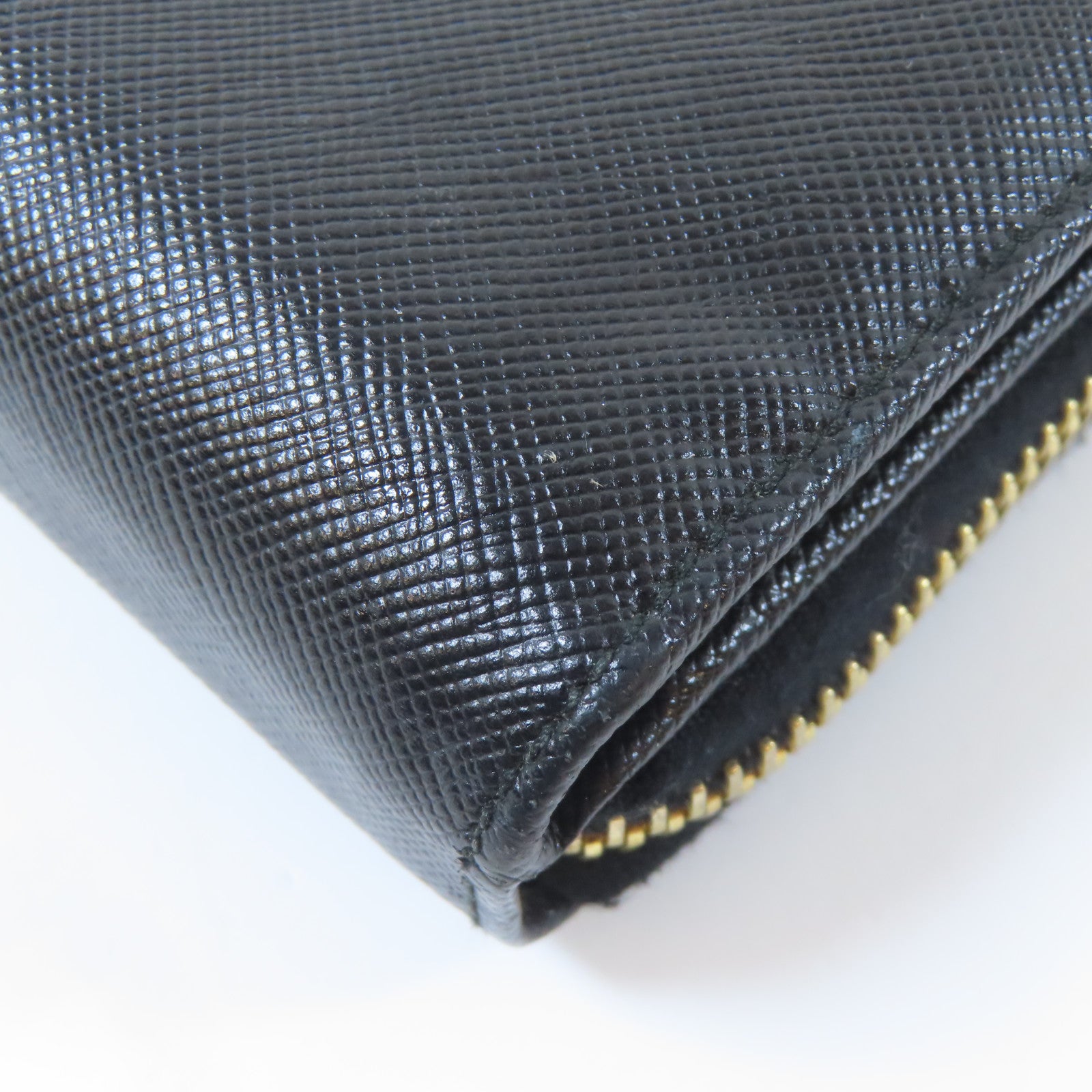 PRADA Saffiano皮革Long Wallet金扣長錢包黑色