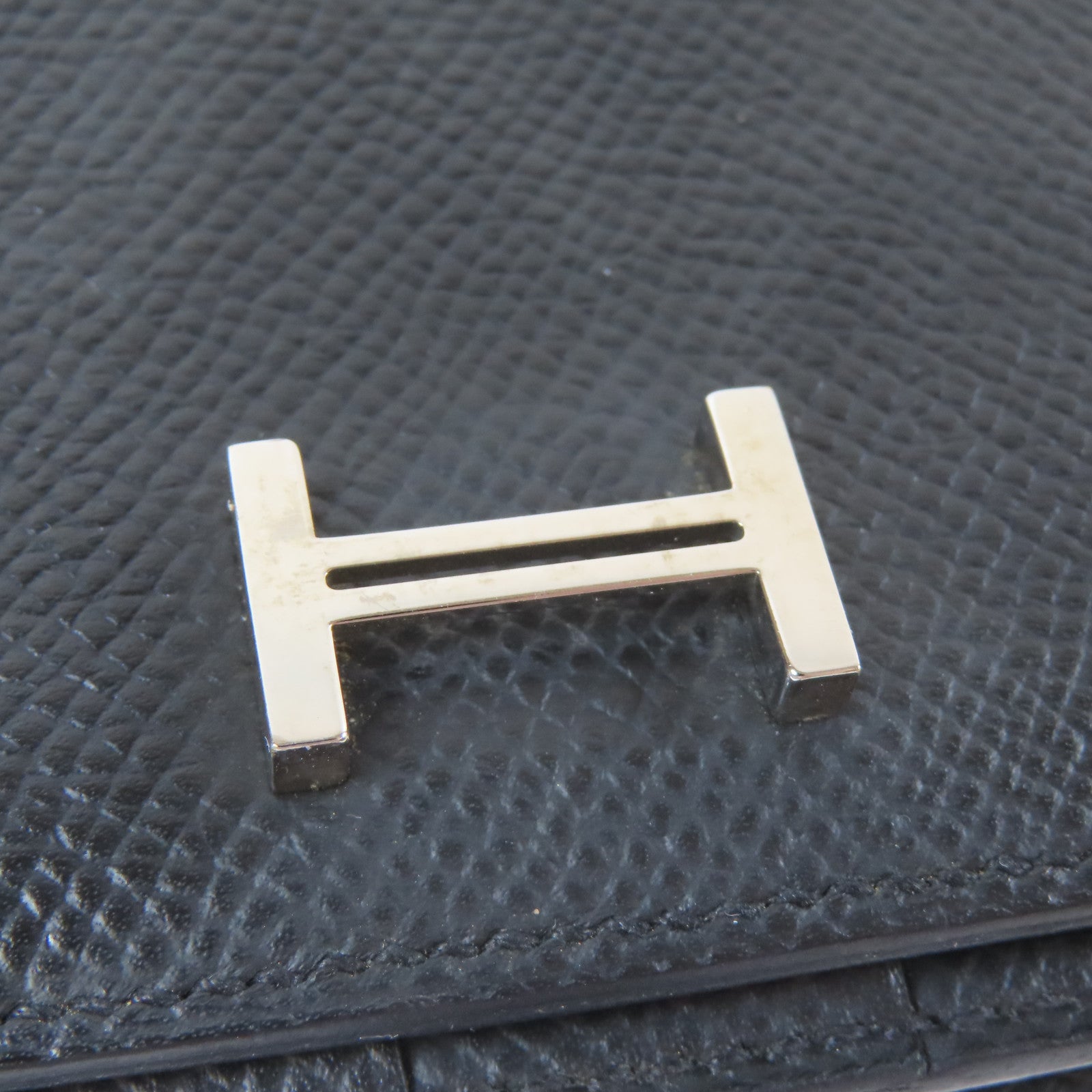 HERMES 【激減優惠】Epsom皮革Bearn Long Wallet銀扣長錢包黑色