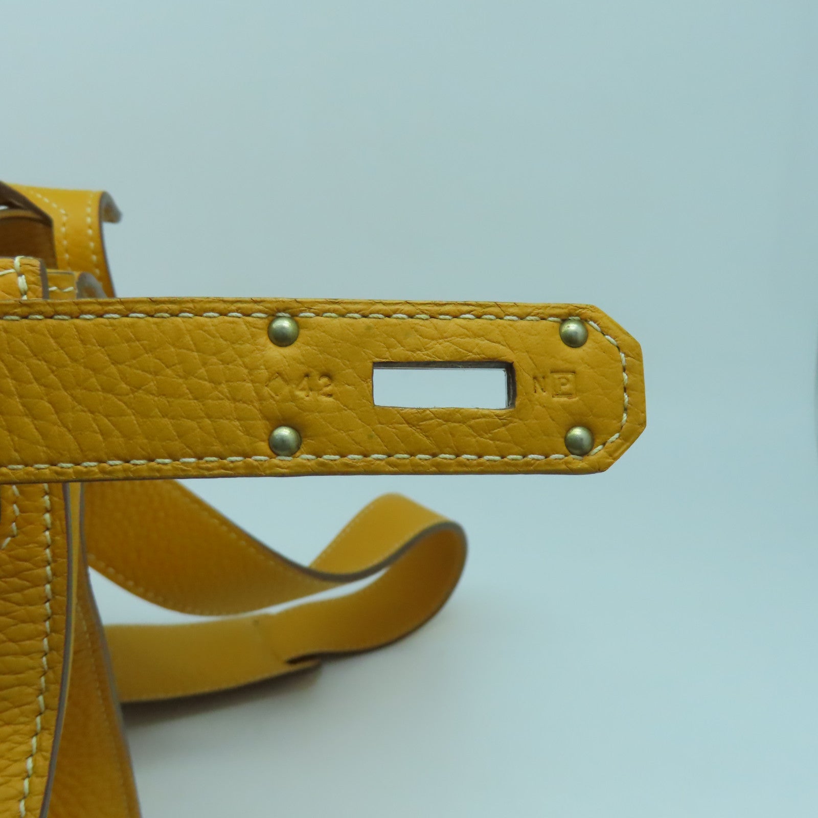 HERMES 【清倉大減價】Clemence皮革Jypsiere 34銀扣肩背袋Jaune d'Or黃色