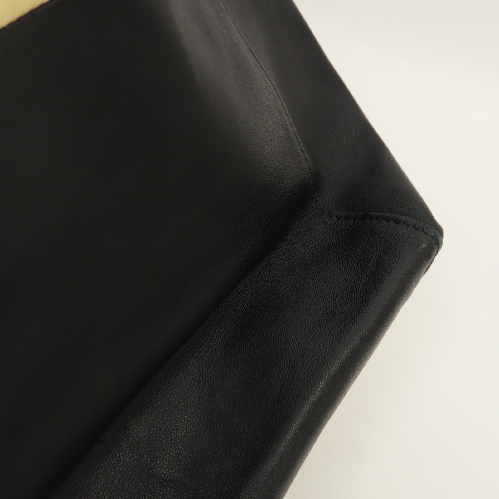 CELINE 【激減優惠】牛皮皮革Tote Bag金扣手挽袋淺黃色/黑色
