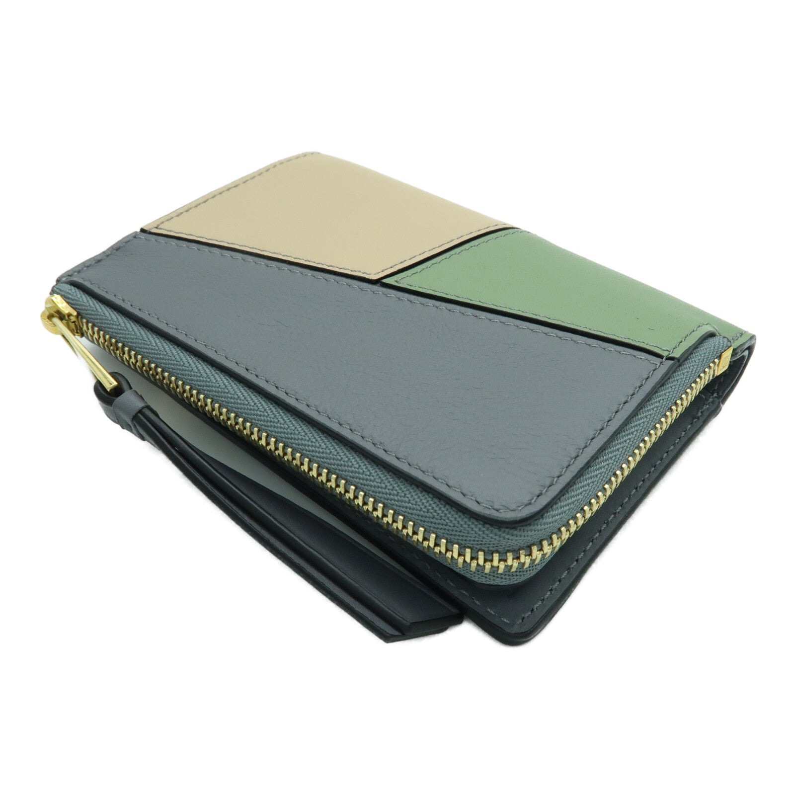 LOEWE 牛皮皮革Puzzle Slim金扣錢包