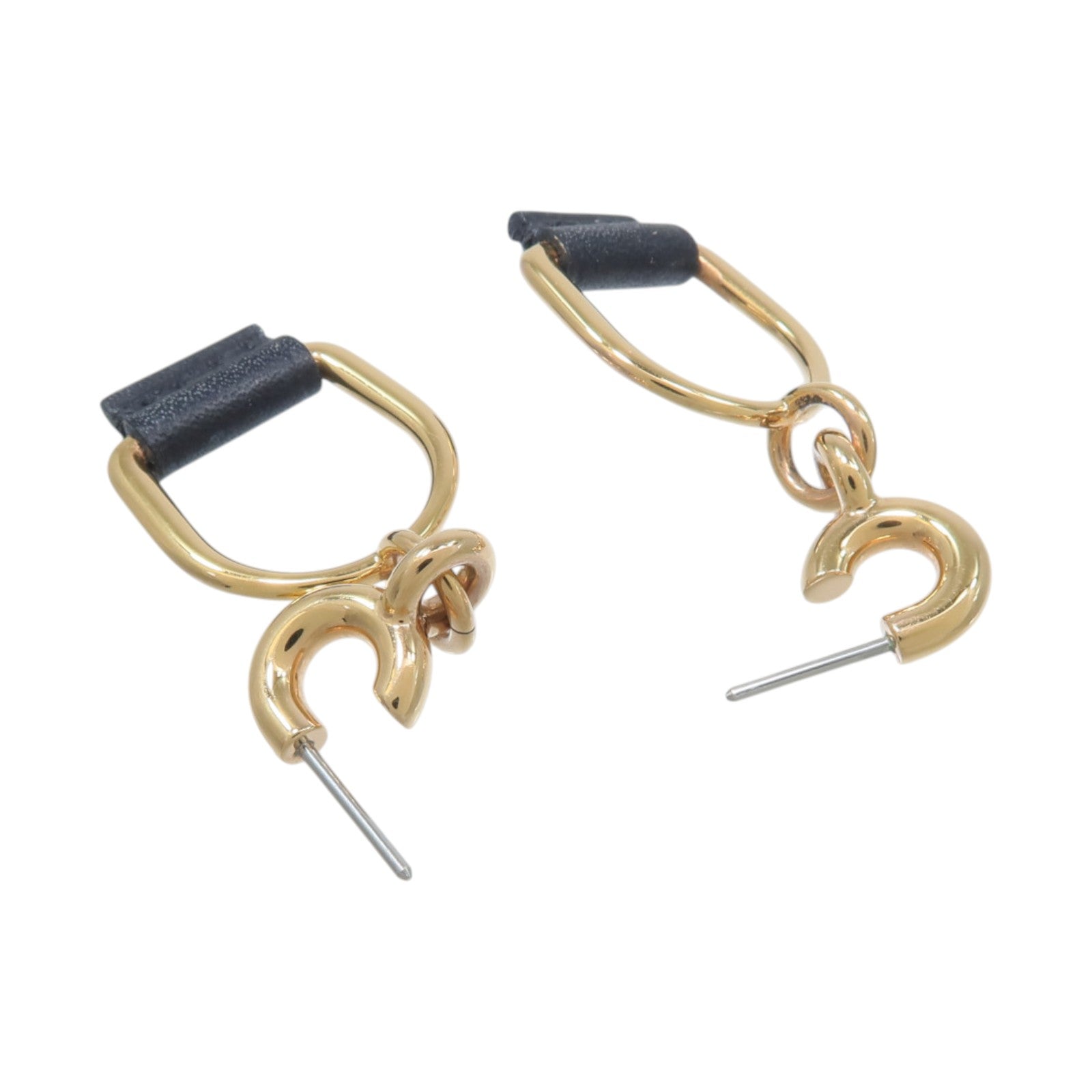 HERMES Swift皮革/金屬Heritage Equestre Etrier Earrings耳環