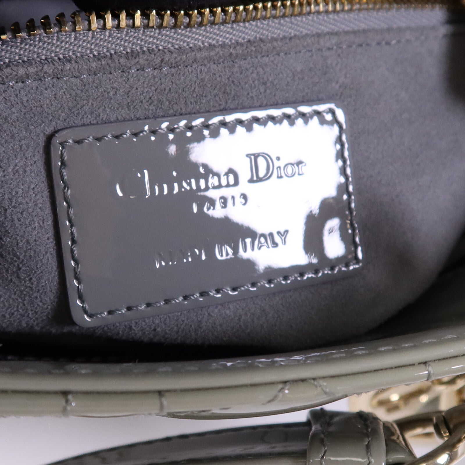 Dior 漆皮皮革Lady Dior Small金扣手挽肩背兩用袋