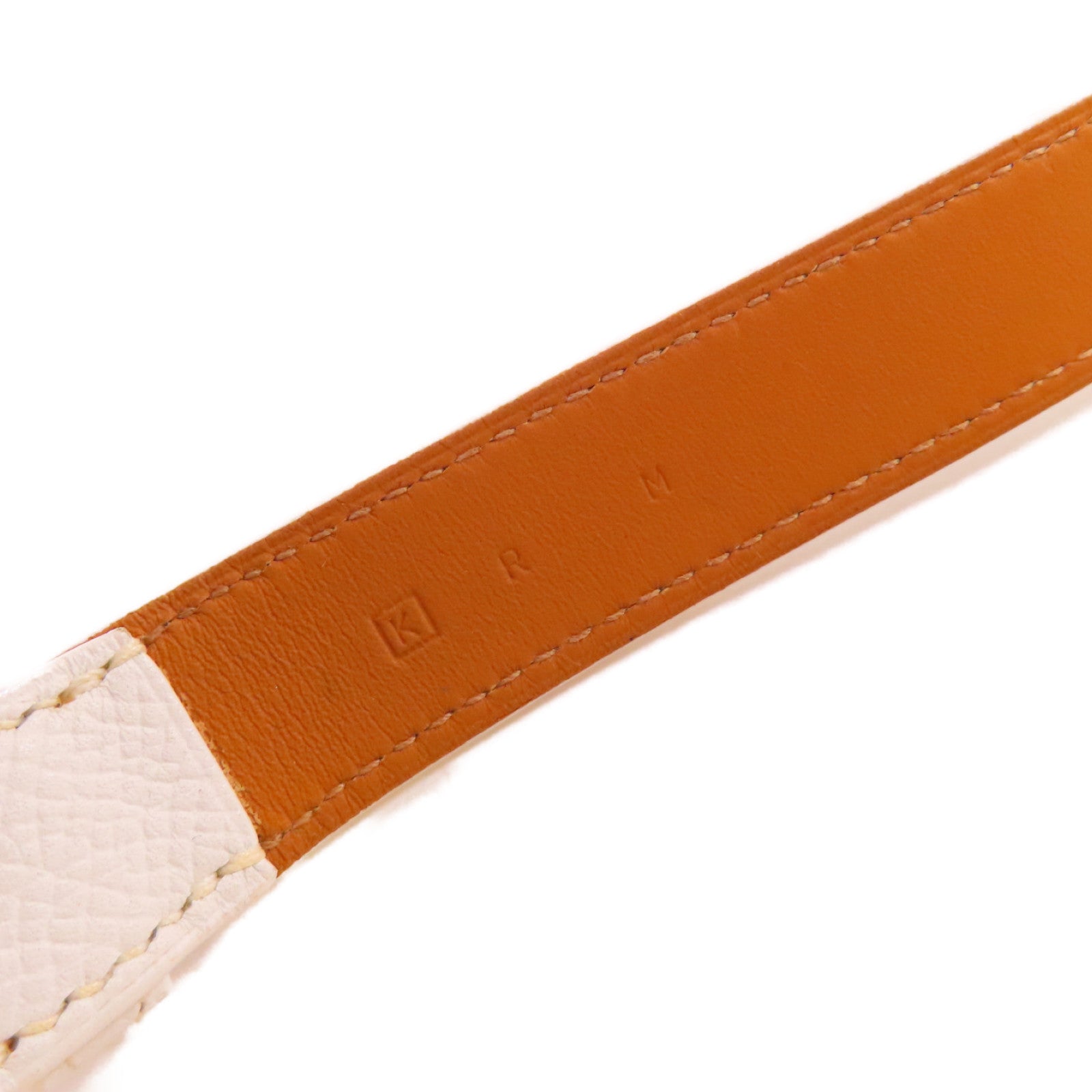 HERMES 【激減優惠】Evercolor皮革Etriviere Bracelet銀扣手鏈白色