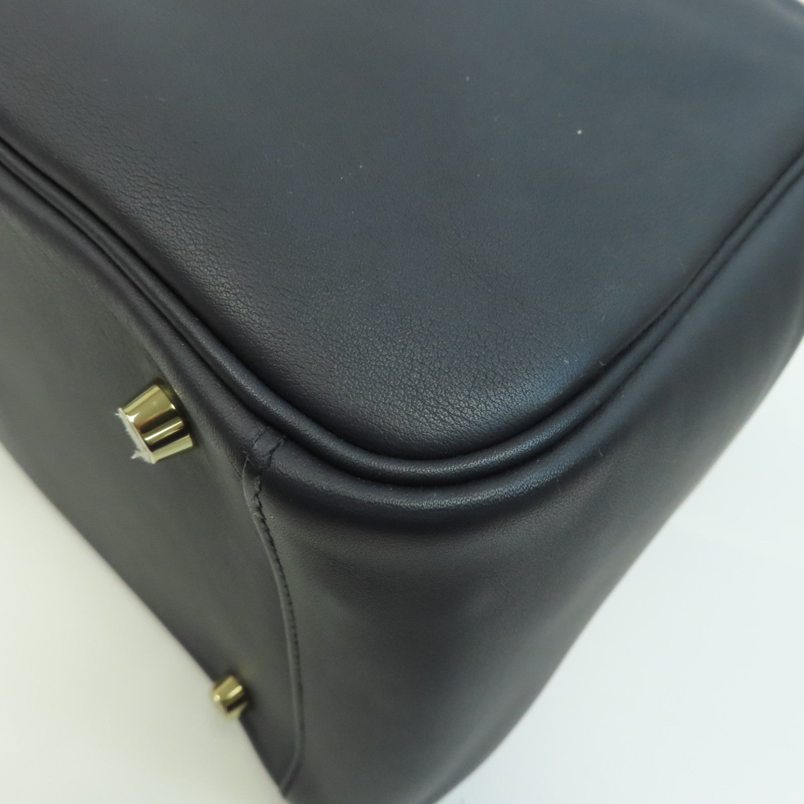 HERMES Swift皮革Lindy 30金扣手挽肩背兩用袋深藍色