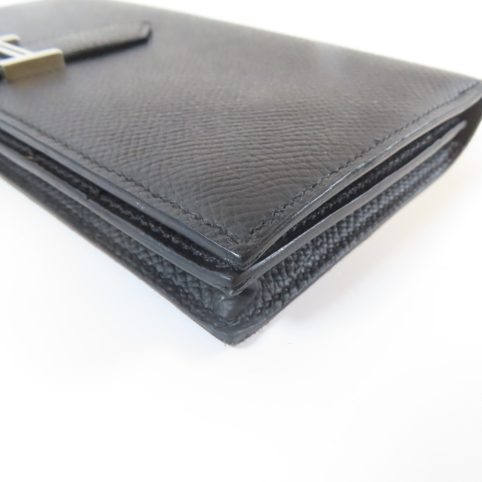 HERMES 【激減優惠】Epsom皮革Bearn Long Wallet銀扣長錢包黑色