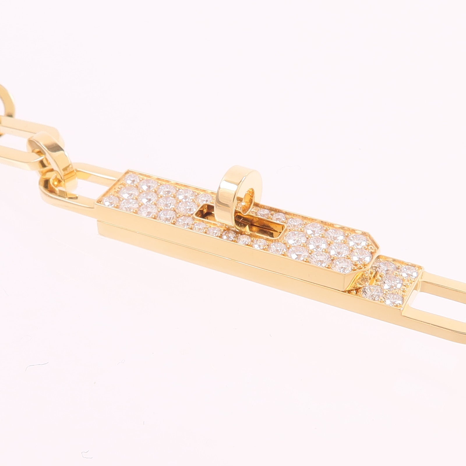 HERMES 18K玫瑰金Kelly Chaine Necklace鑽石項鍊