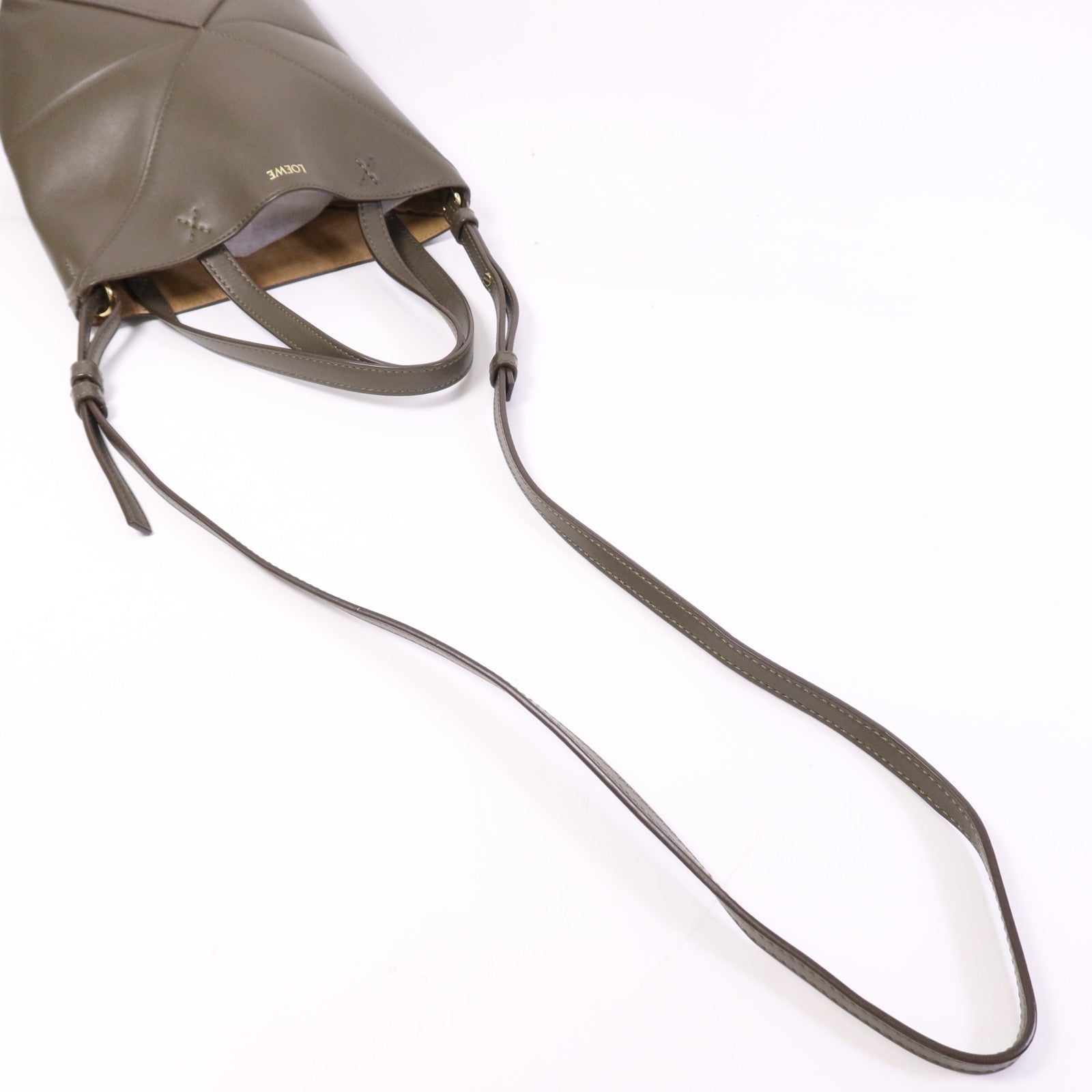 LOEWE 牛皮皮革Mini Puzele Fold Tote金扣手挽肩背兩用袋