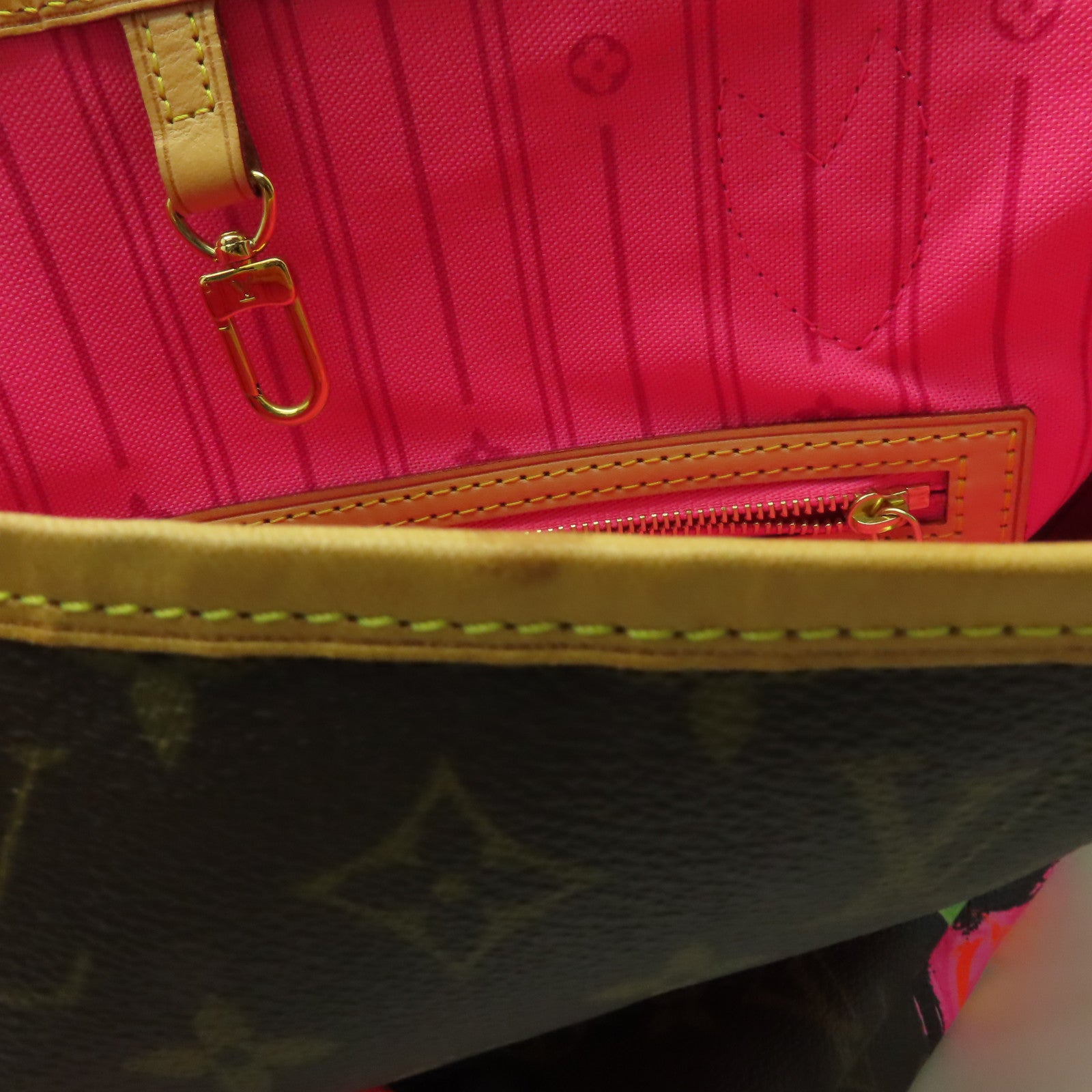 LOUIS VUITTON 【激減優惠】Monogram Neverfull MM Rose金扣手挽袋啡色/紅色/黃色