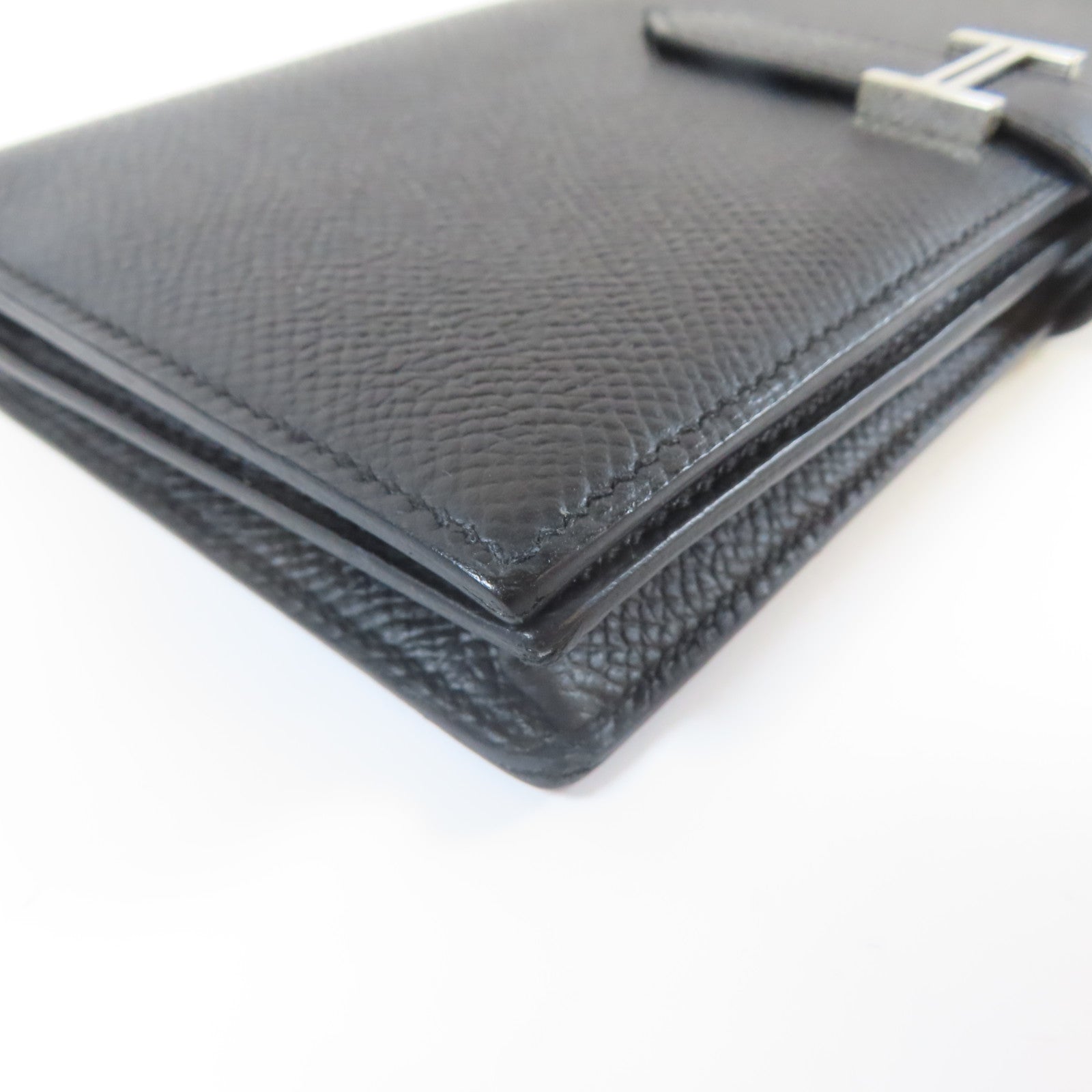HERMES 【激減優惠】Epsom皮革Bearn Long Wallet銀扣長錢包黑色