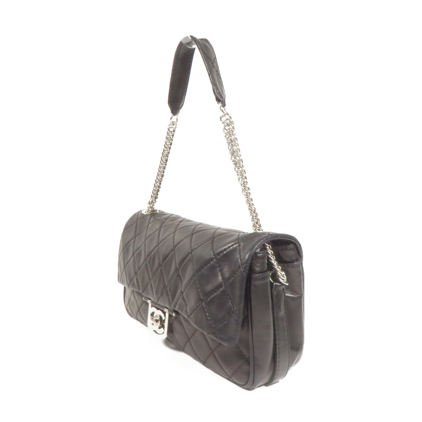 CHANEL 羊皮皮革Shoulder Bag銀扣鏈帶肩背袋