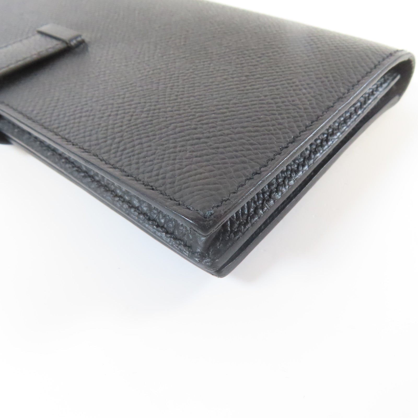 HERMES 【激減優惠】Epsom皮革Bearn Long Wallet銀扣長錢包黑色
