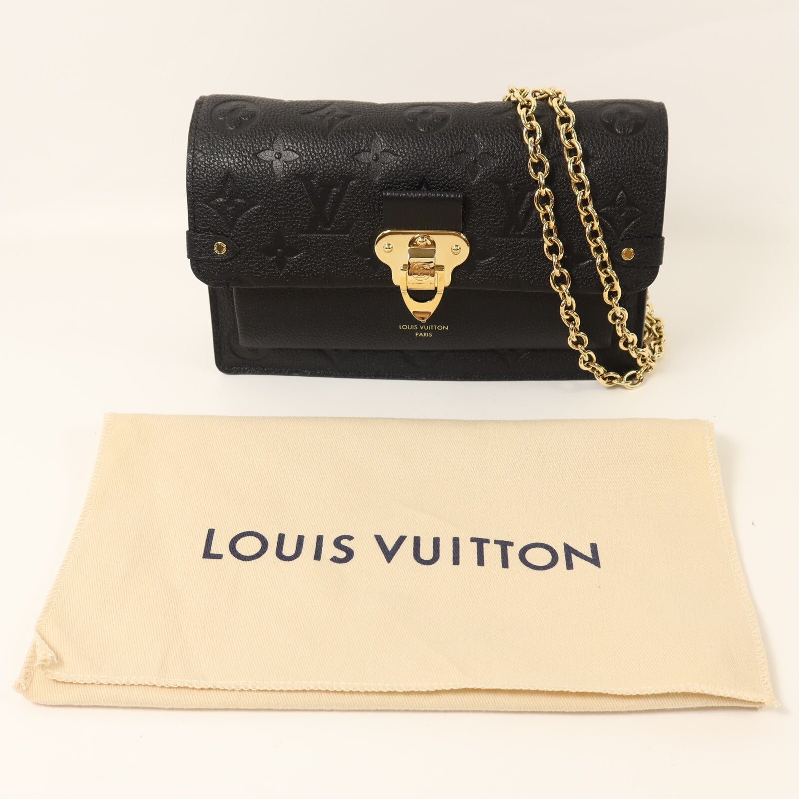 LOUIS VUITTON Monogram Empreinte Vavin Chain Wallet金扣鏈帶肩背袋