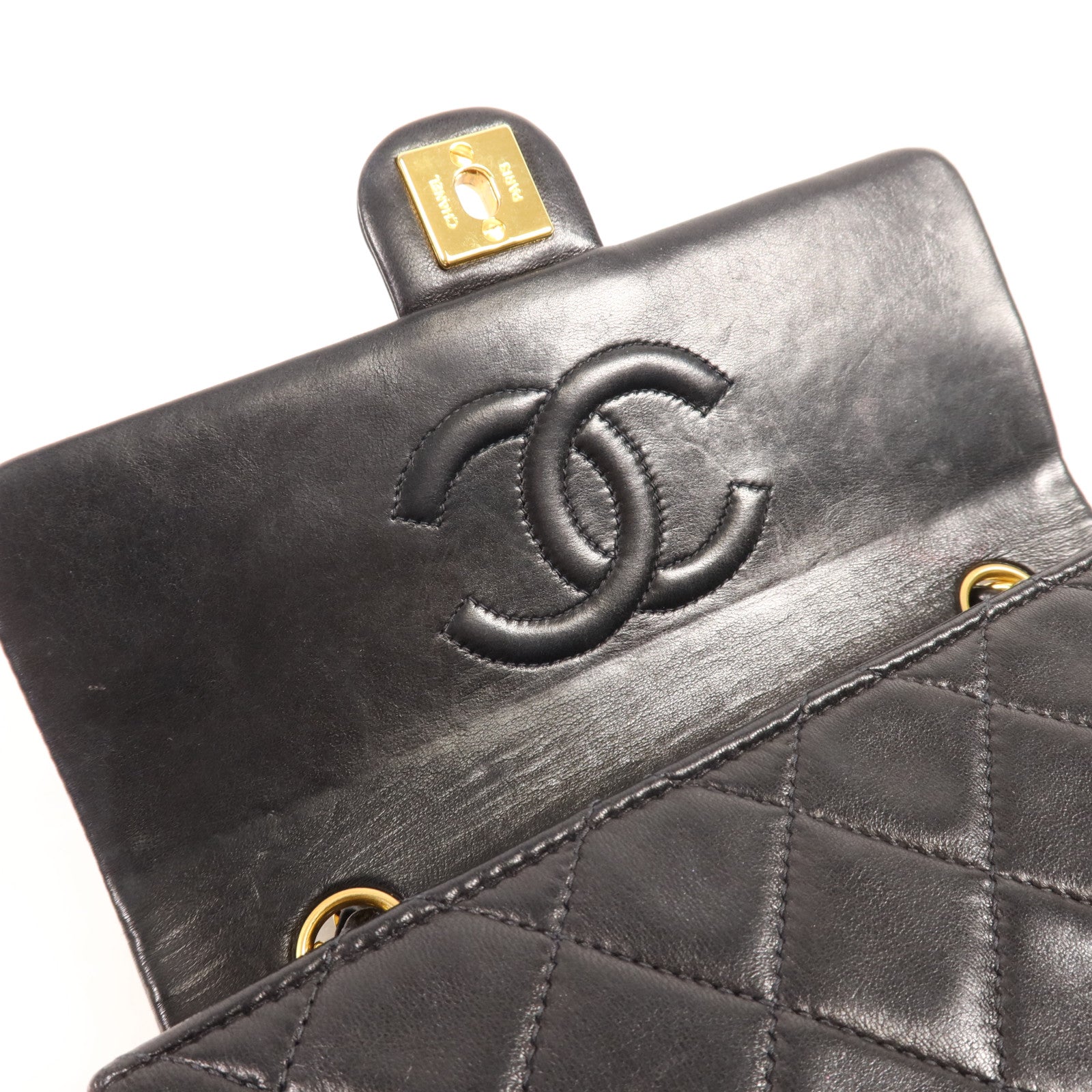 CHANEL 羊皮皮革Vintage Bag金扣鏈帶肩背袋