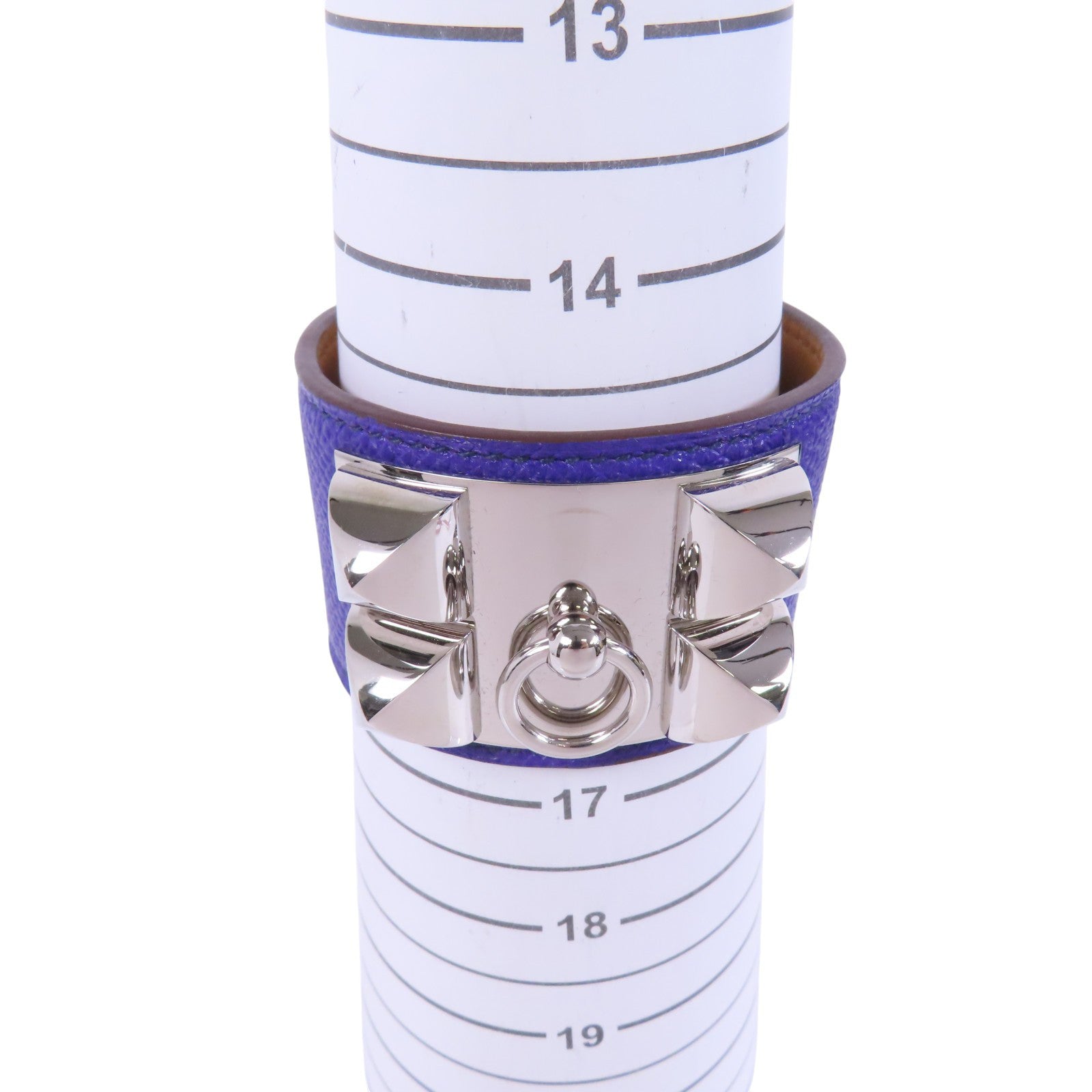 HERMES Clemence皮革Collier de Chien Bracelet銀扣手鐲