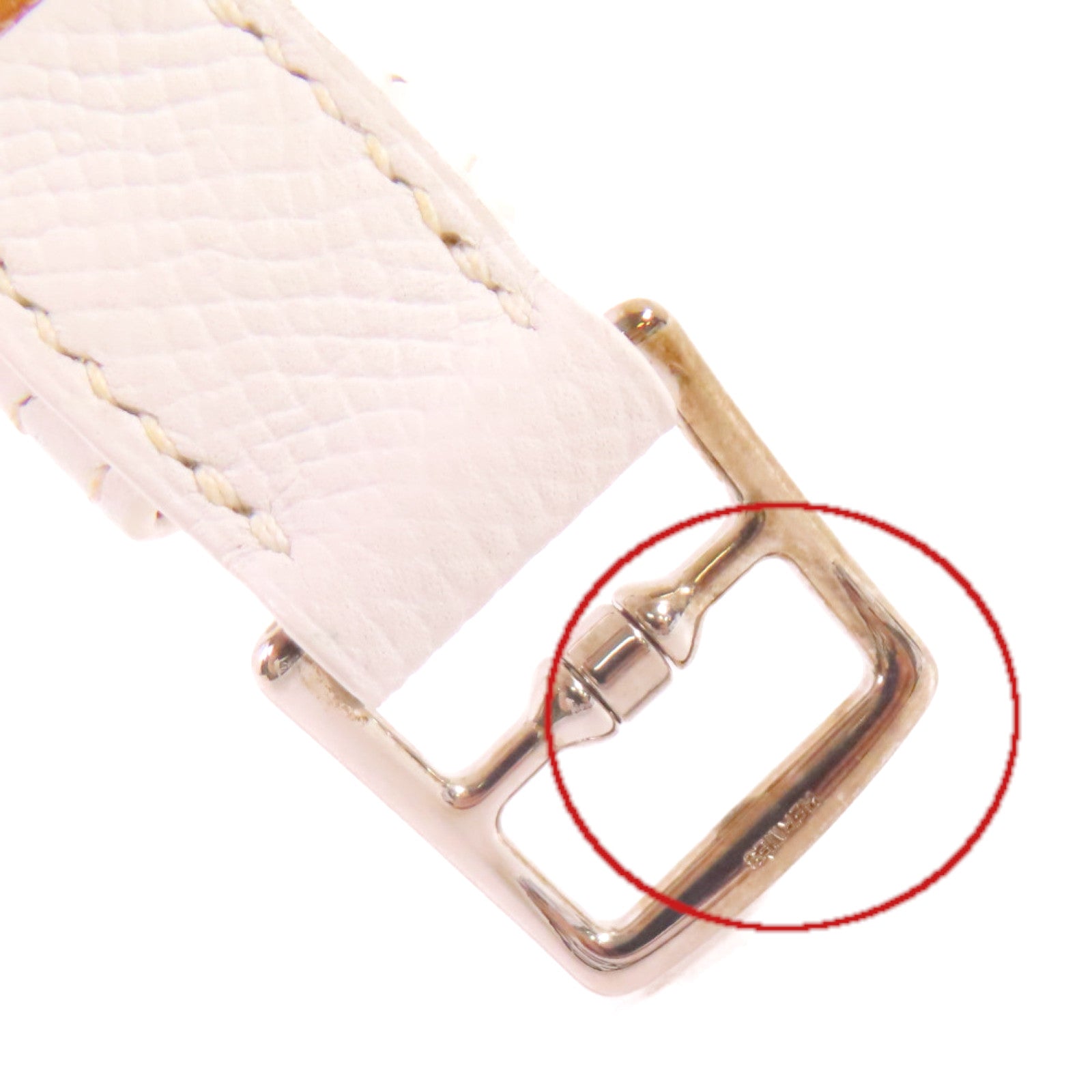 HERMES 【激減優惠】Evercolor皮革Etriviere Bracelet銀扣手鏈白色